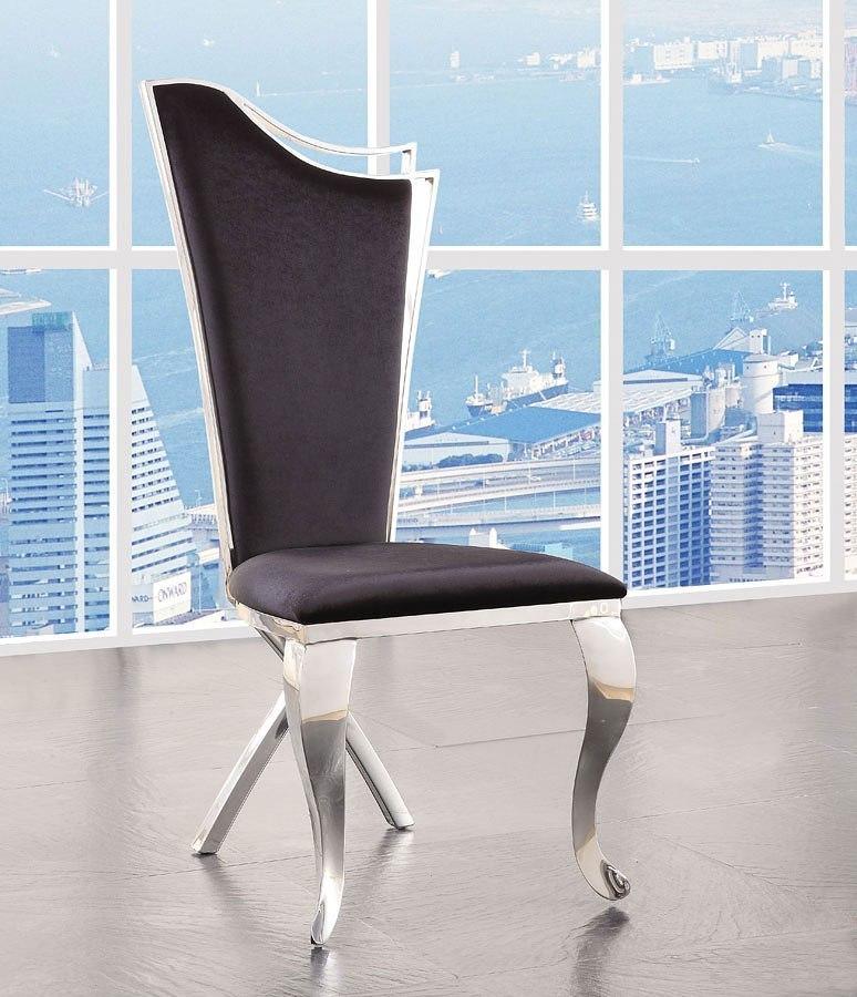 ACME Cyrene Faux Fabric Side Chairs (Set of 2) - Stainless Steel Frame 62079 - Perfect for Dining Room, Kitchen, or Office Seating