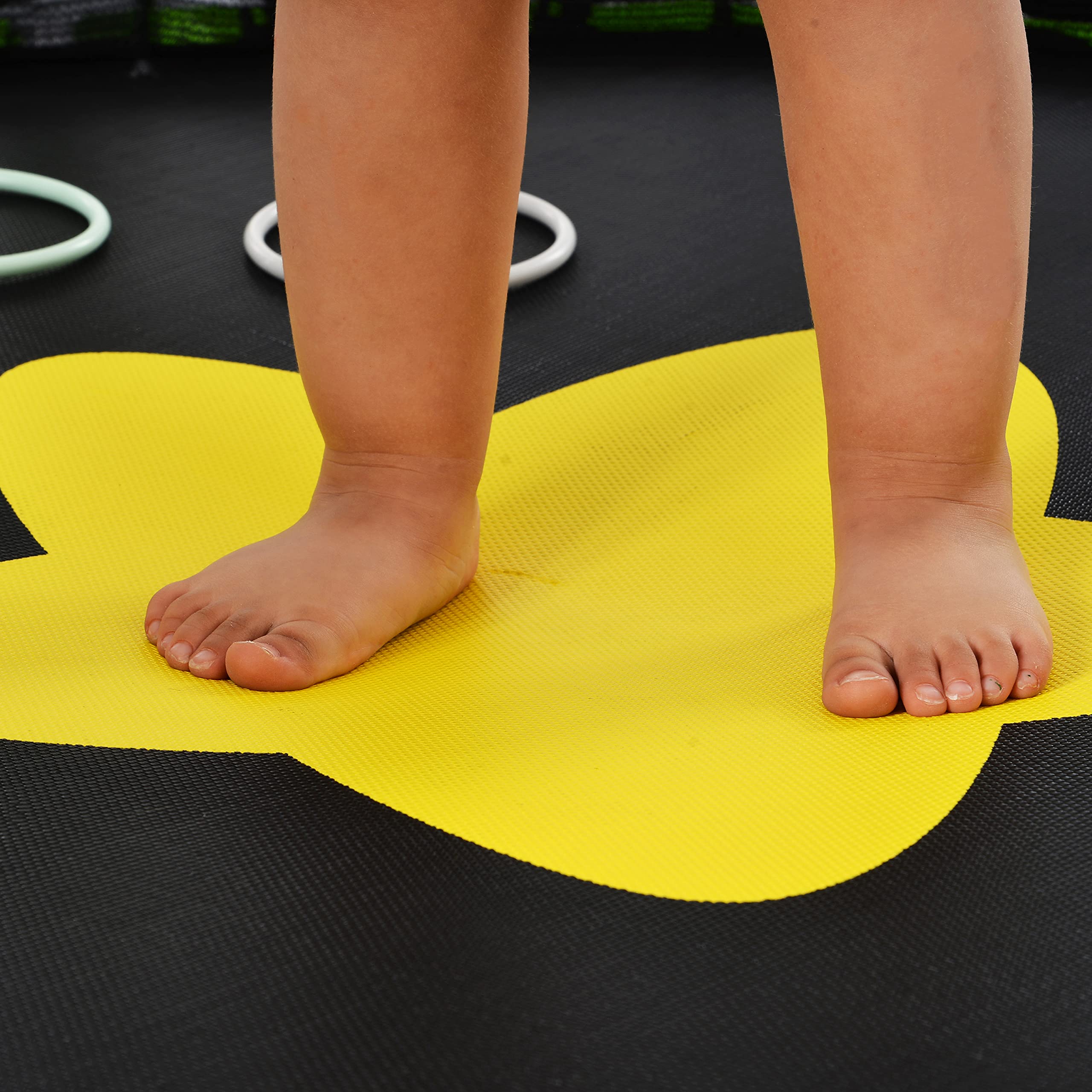 55 Inch Kids Trampoline with Safety Enclosure Net - Outdoor/Indoor Bounce Play with Water Sprinkler, 100lbs Weight Capacity (Yellow) | Perfect for Backyard Fun, Birthday Parties & Family Exercise