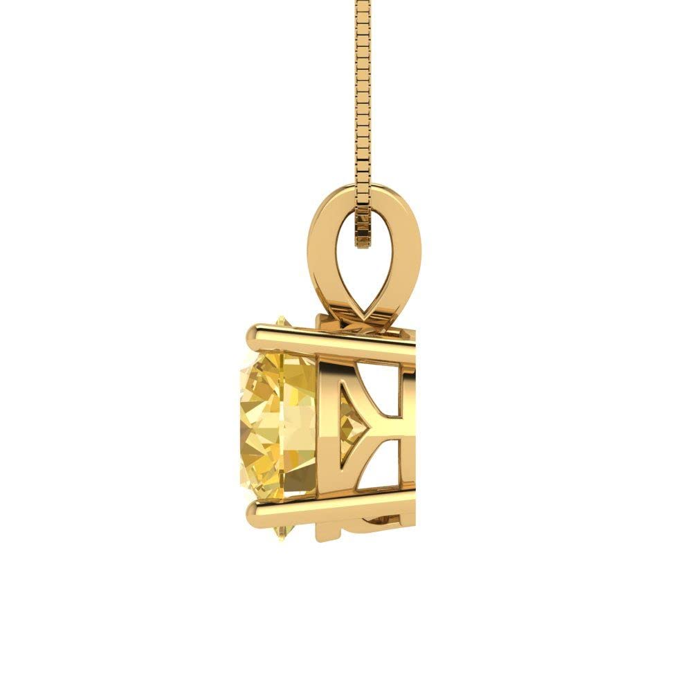 2.50ct Round Yellow Simulated Diamond Pendant Necklace - 18K Gold Chain for Gifts & Parties