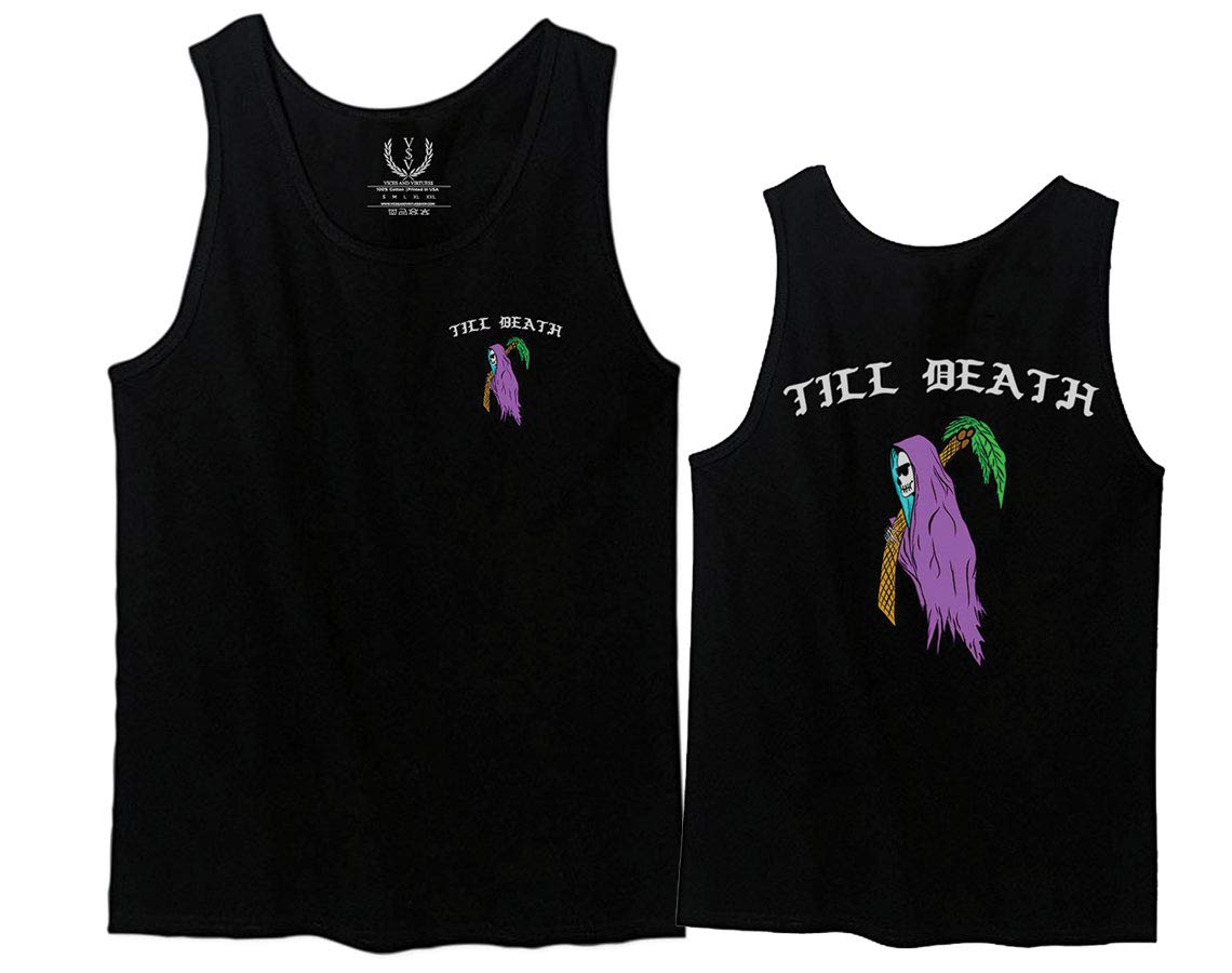 Cool Bones Surf Graphic Men's Tank Top - Summer Beach Palm Design - Obei Society Casual Wear for Surfing, Music Festivals & Street Style