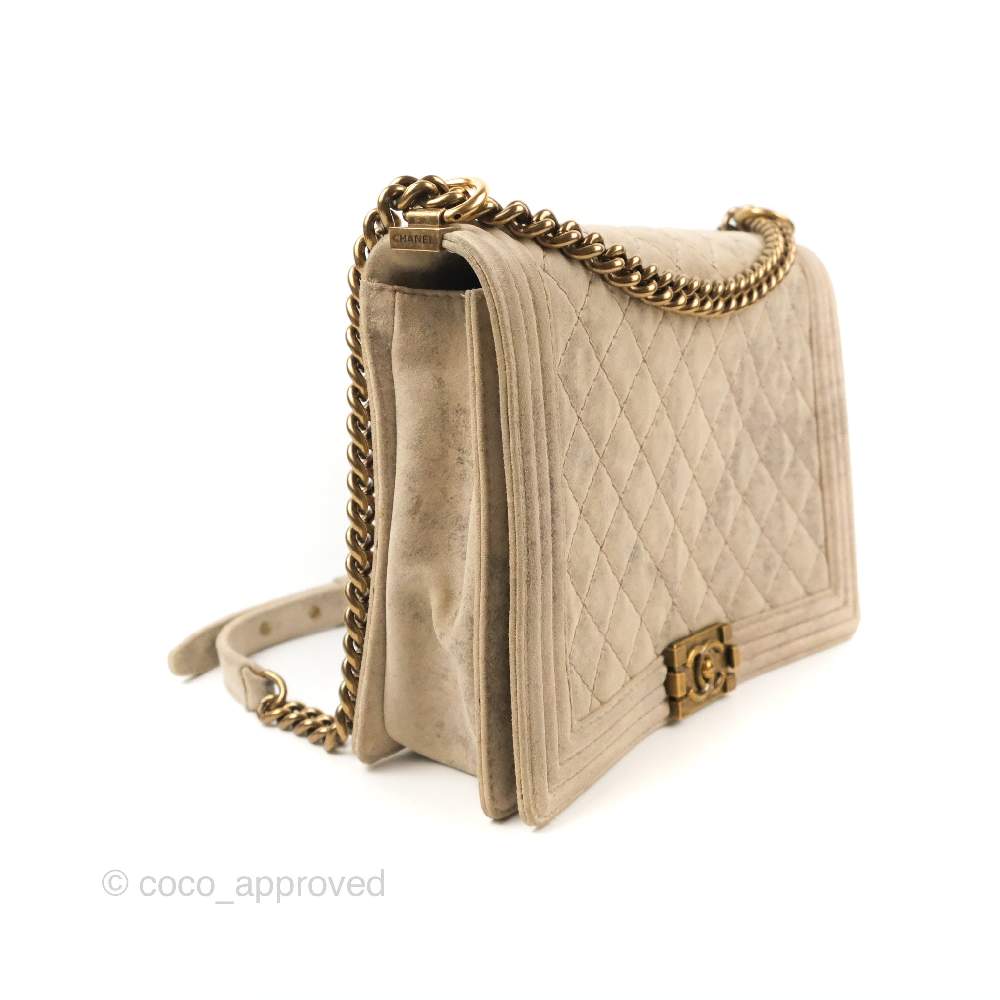 Chanel Boy Flap Bag - Quilted Distressed Suede Large Handbag for Women | Luxury Designer Shoulder Bag for Evening Parties & Special Occasions