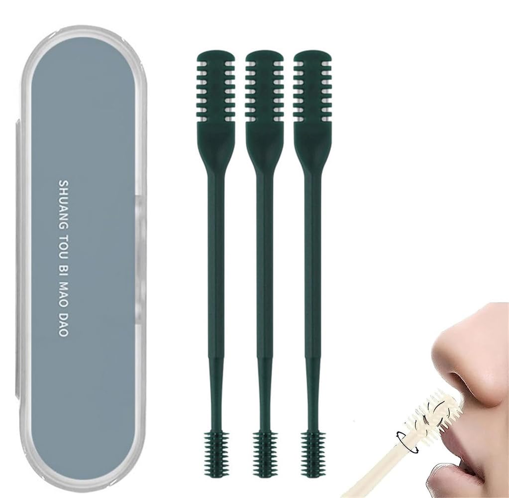OBONG Manual Nose Hair Trimmer - 360° Rotating Dual Head Nasal Hair Cutter for Men & Women | Portable Ear & Nose Hair Clipper (Dark Green) | Perfect for Travel, Home & Personal Grooming