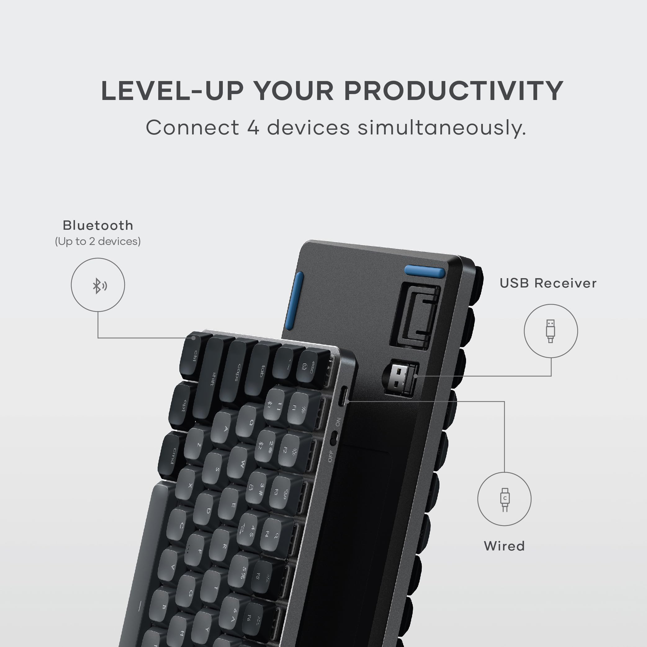 Satechi SM1 75% Mechanical Keyboard - Bluetooth Wireless LED Backlit Gaming Keyboard (84 Keys Compact Design) for Mac & Windows - Dark Gray/Gray | Perfect for Office Work, Gaming & Programming