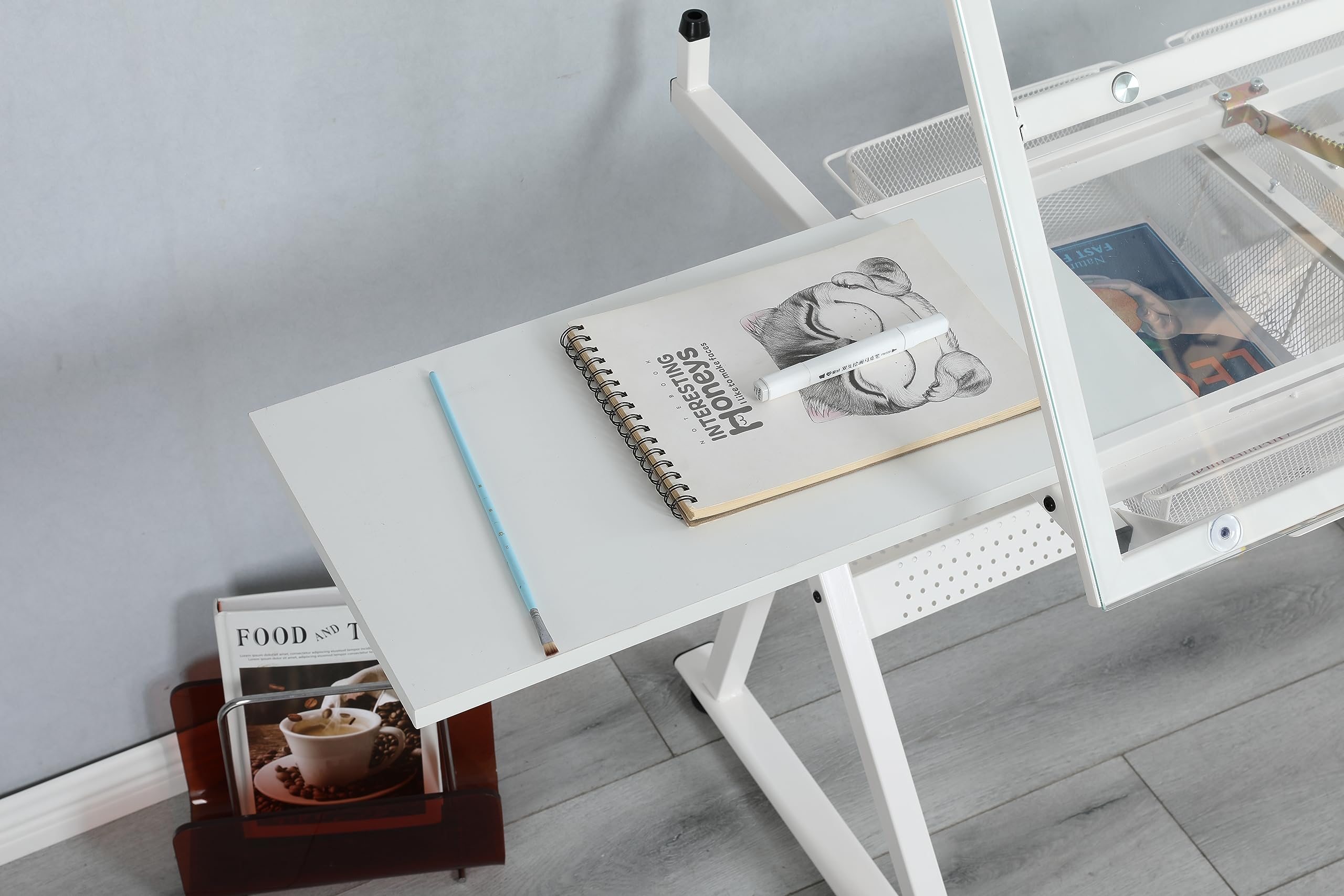 Adjustable Glass Drafting Table with 24