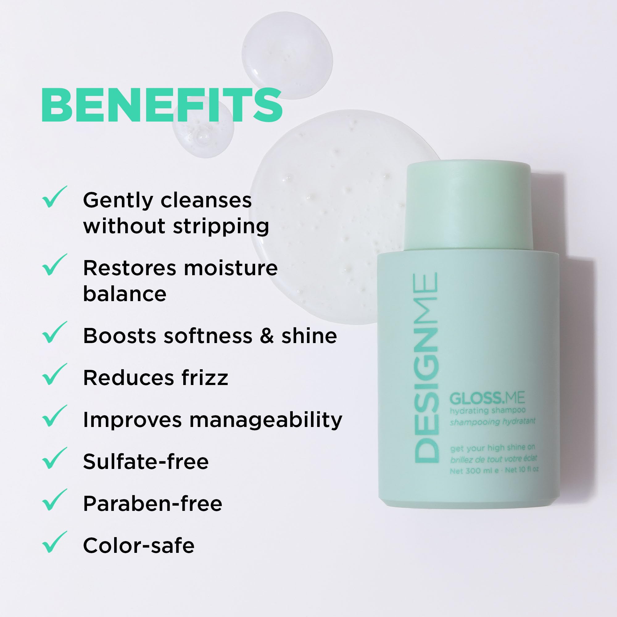 DESIGNME GLOSS.ME Hydrating & Shine Hair Care System - Sulfate Free Shampoo, Conditioner for Dry Hair, Hair Serum & Mask with Hemp & Argan Oil - Strengthens, Softens & Adds Shine - Perfect for Damaged, Frizzy or Color-Treated Hair - Salon Quality Treatment at Home