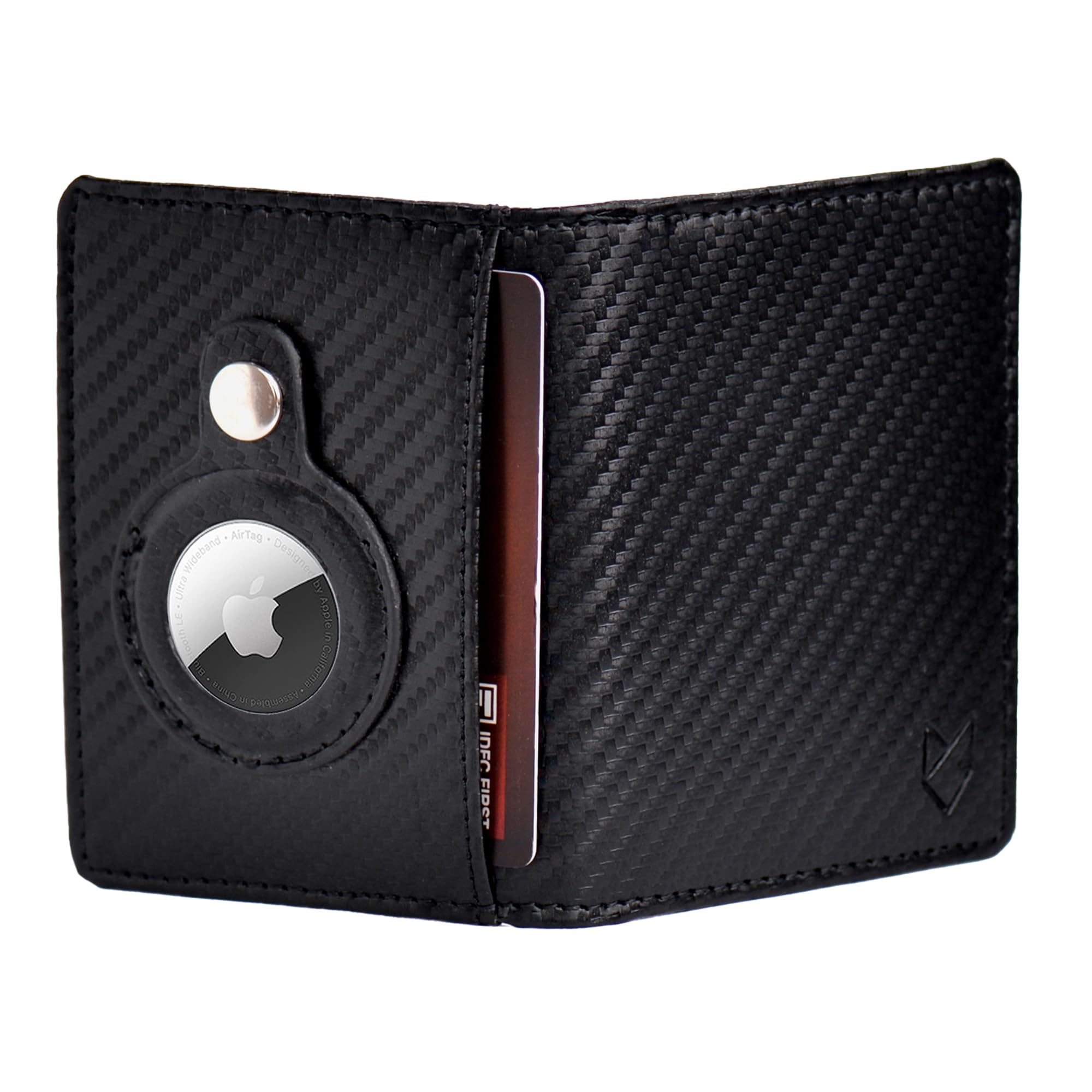 FOXHACKLE Slim RFID Blocking Leather Wallet for Men & Women - Minimalist Credit Card Holder with AirTag Slot - Front Pocket Wallet for Everyday Use (Carbon Black) | Perfect for Travel, Work & Daily Essentials