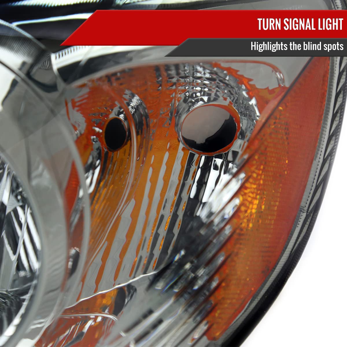 03-08 Toyota Corolla Sedan Smoke Lens Headlights + Amber Corner Signal Lamps Pair - Replacement for Dim/Broken Lights, Night Driving Safety Upgrade