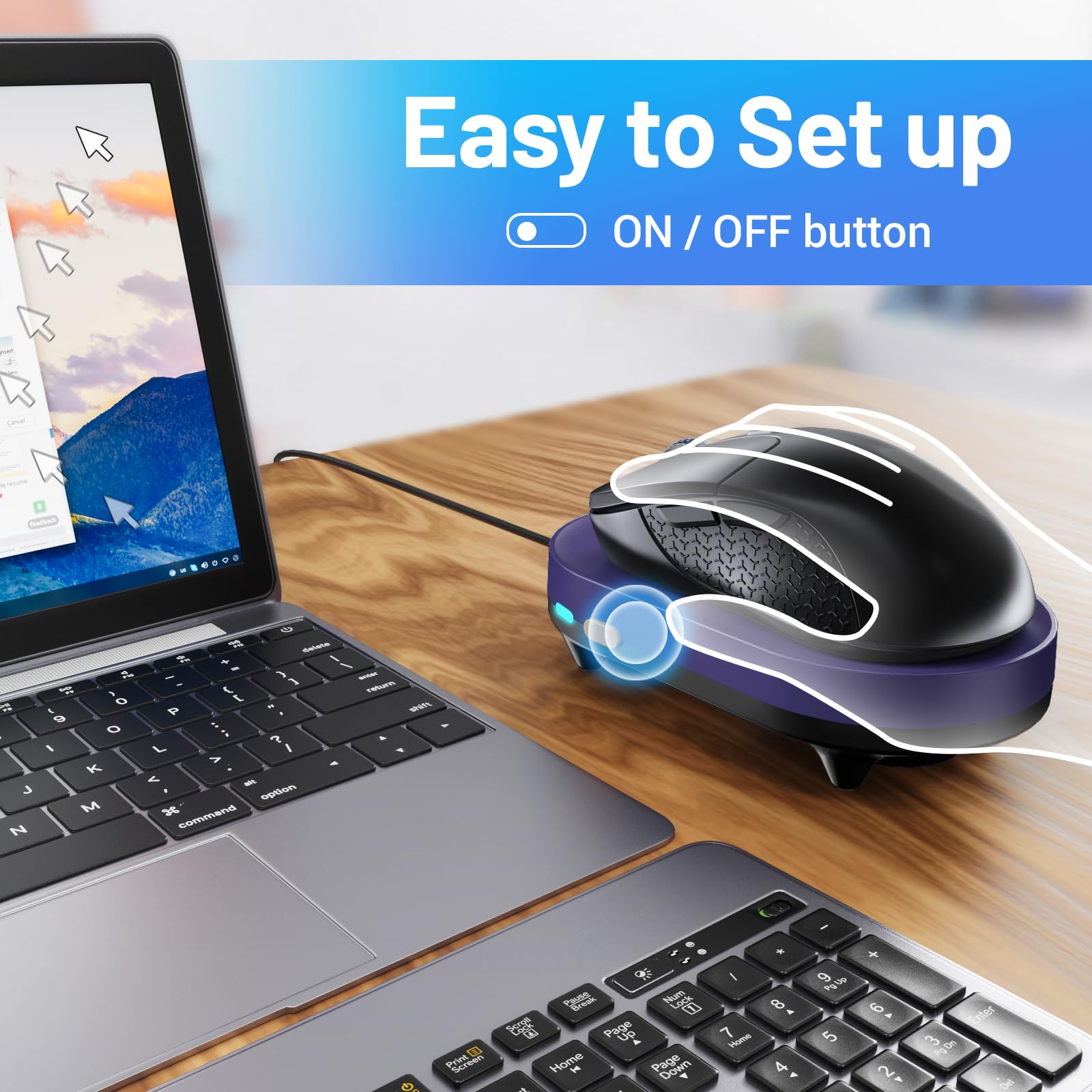 HONKID Undetectable Mouse Mover Jiggler with ON/Off Switch - USB Plug & Play - Simulates Physical Mouse Movement - Prevents Computer Sleep/Lock Screen (Purple) - Perfect for Remote Work, Online Meetings & Gaming