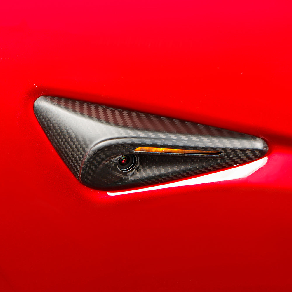 Premium Real Carbon Fiber Side Camera Covers for Tesla Model 3 & Model Y (2024+) - Enhance Style & Protection for Your EV - Perfect for Daily Driving, Car Shows & Custom Builds