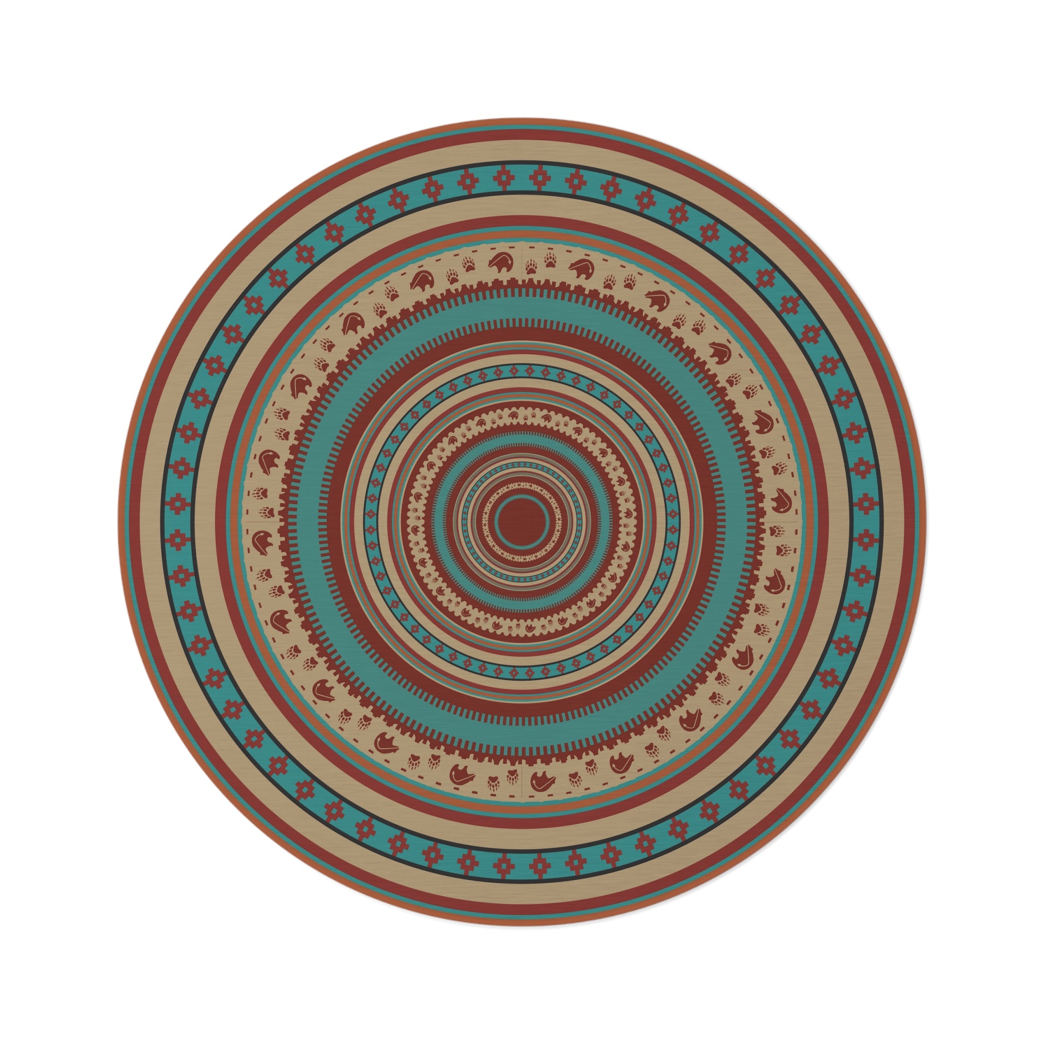 Southwestern Boho Print Round Chenille Rug - Soft Polyester Accent Rug for Living Room, Bedroom & Office - Perfect for Boho Decor & Cozy Home Styling