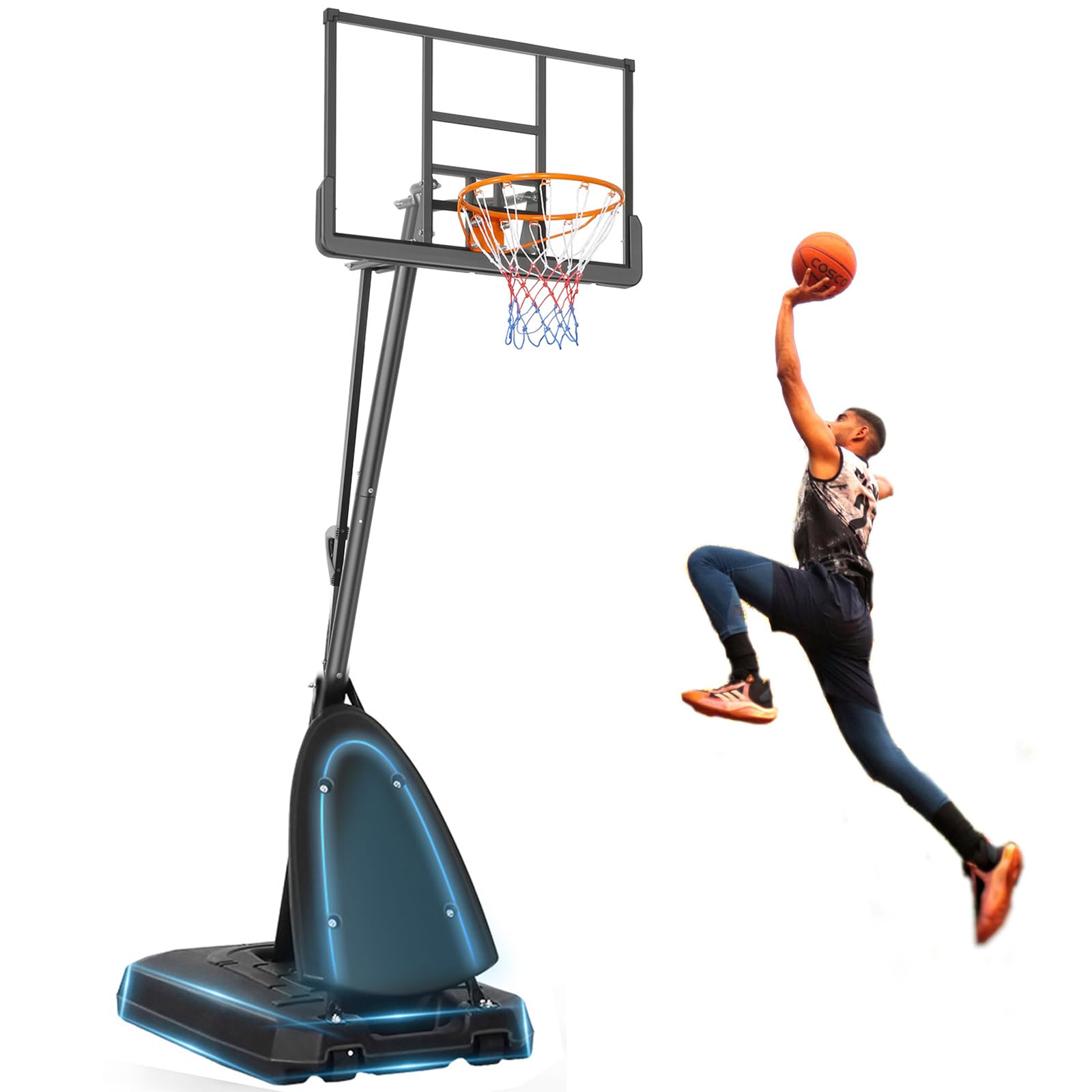 10ft Adjustable Portable Basketball Hoop System - 48 Inch Shatterproof Backboard with Fillable Base for Kids, Youth & Adults | Perfect for Backyard, Driveway & Indoor Use | Durable Outdoor Basketball Goal for Home & School Play