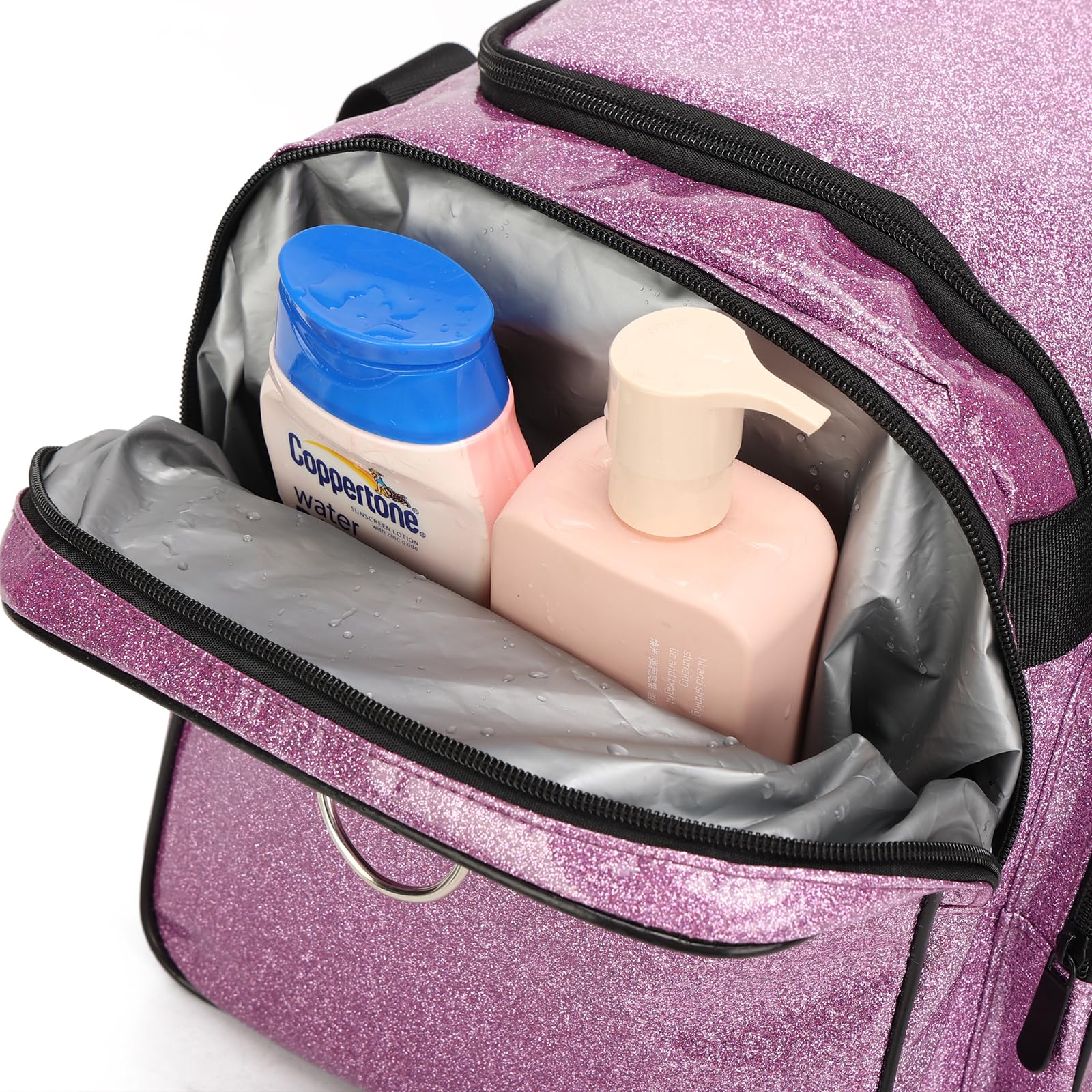 SPENNANIGHT Glitter Duffle Bag for Women - Waterproof Travel Gym Tote, Sports Shoulder Weekender Overnight Bag for Workouts, Yoga, Beach & Weekend Getaways