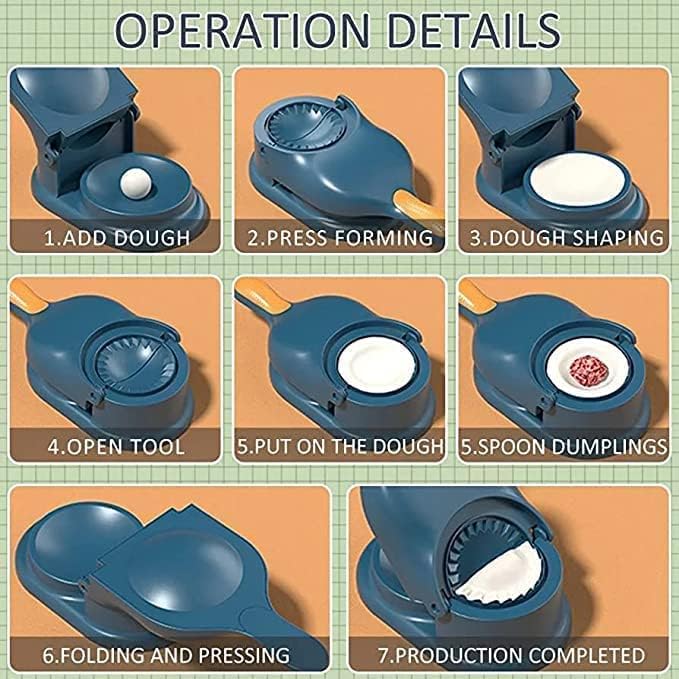 HARSHLOVE 2-in-1 Dumpling Maker & Momos Maker Machine - Professional Ghughra/Gujiya Skin Press Mold - Kitchen Dumpling Making Tool with Puri Maker - Perfect for Home Cooking, Restaurant Use & Asian Cuisine Preparation
