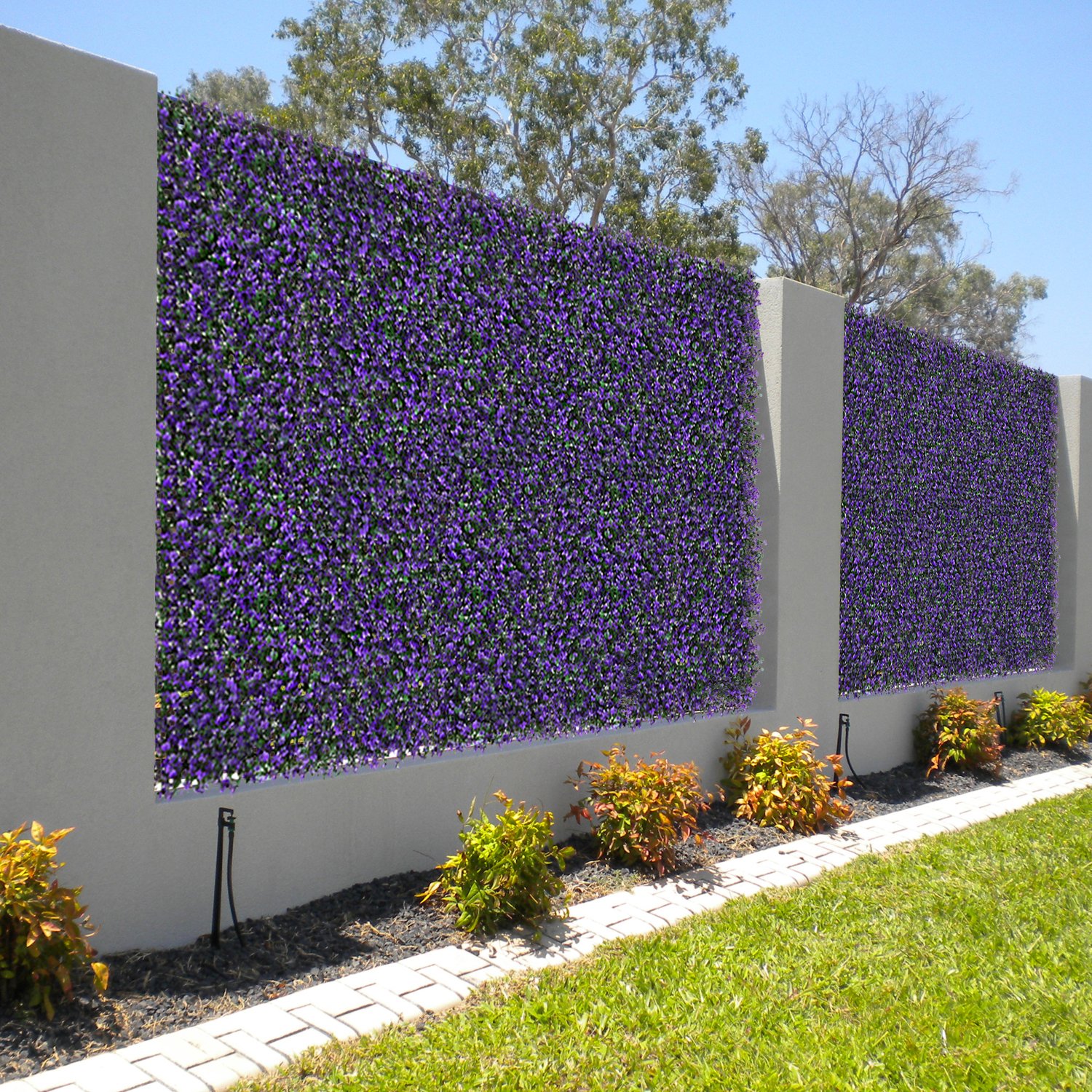 12 Pack 20x20 Inch Artificial Lavender Hedge Panels - UV Resistant Faux Flower Privacy Fence Screen for Outdoor Decor - Perfect for Balcony, Patio, Side Yard, Porch & Garden Landscaping