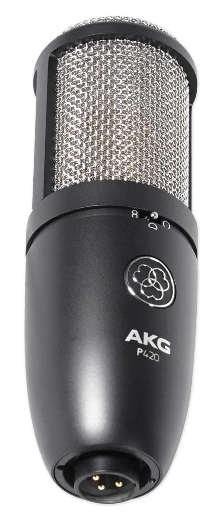 AKG Rockville DMS40 40-Inch Adjustable Microphone Boom Arm with Desk Clamp - Professional Studio Podcast USB Mic Stand & P420 Condenser Recording Microphone Bundle - Perfect for Podcasting, Streaming, Voiceovers & Home Studio Recording