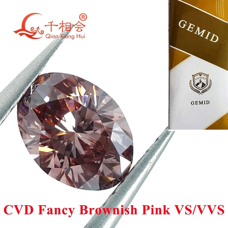 1.13ct Fancy Brownish Pink CVD Lab Grown Diamond - Oval Shape, VS1 Clarity, GEMID Certified Loose Stone for Engagement Rings & Fine Jewelry