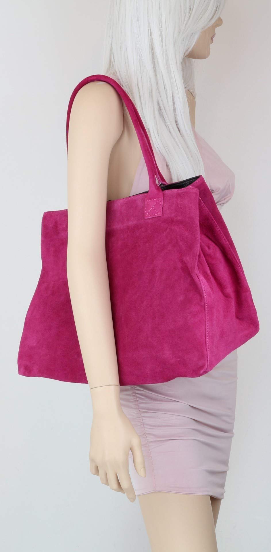 Stylish Women's Expandable Italian Suede Leather Shoulder Bag - Fashionable Handbag for Work, Travel & Everyday Use