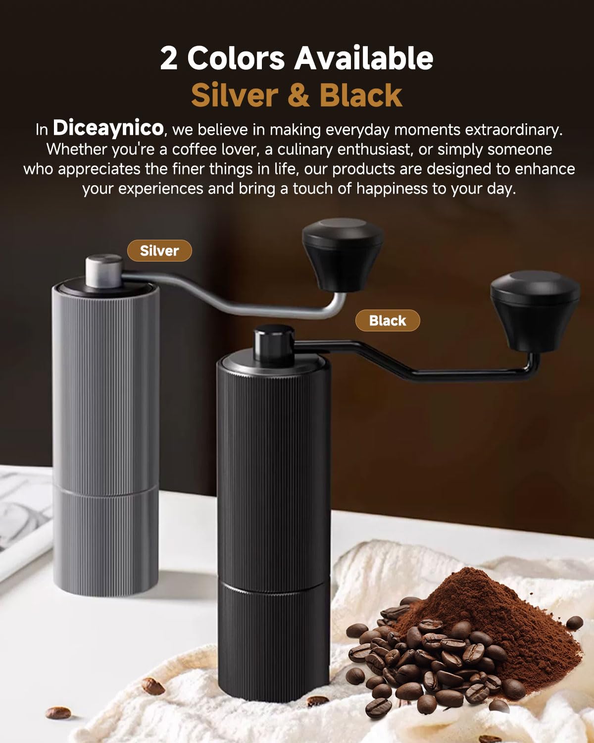 Premium Manual Coffee Grinder - CNC 420 Stainless Steel Conical Burr Mill with 30 Adjustable Settings - Perfect for Pour Over, French Press, Moka Pot & Espresso - Portable Hand Crank Coffee Bean Grinder for Home, Office & Travel - Black