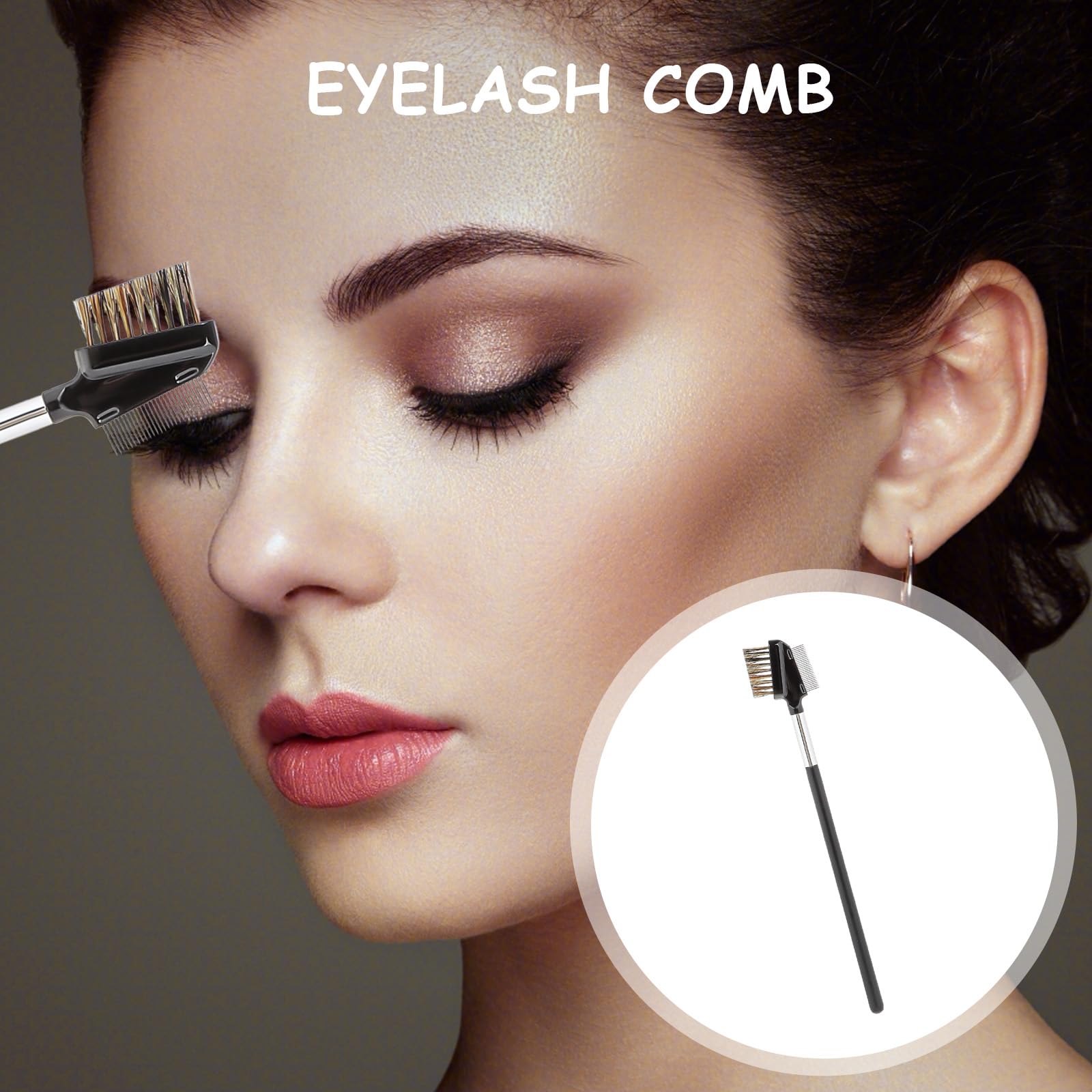 1 Pcs Eyebrow Brush & Eyelash Comb - Reusable Dual-Ended Metal Makeup Tool for Perfect Brows & Lashes - Ideal for Eyelash Extensions, Grooming & Styling (Bristles) - Salon & Home Use