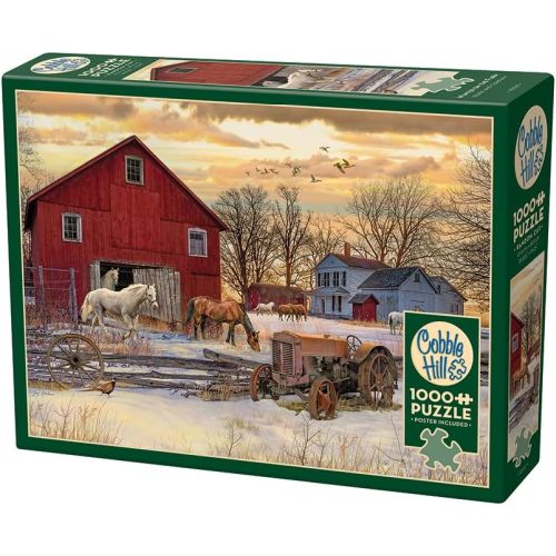 Cobble Hill Winter on the Farm 1000 Piece Jigsaw Puzzle - Perfect for Family Game Night & Holiday Decor