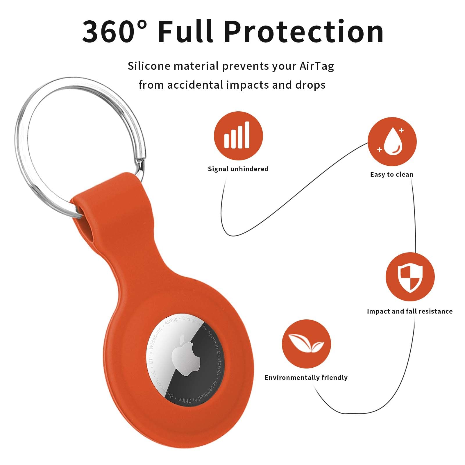 Premium Silicone AirTag Case with Anti-Lost Keychain - Compatible with Apple AirTag 2021 (4 Pack) - Durable Protective Cover for Keys, Luggage & Pets Tracking - Perfect for Travel, Home & Office Security