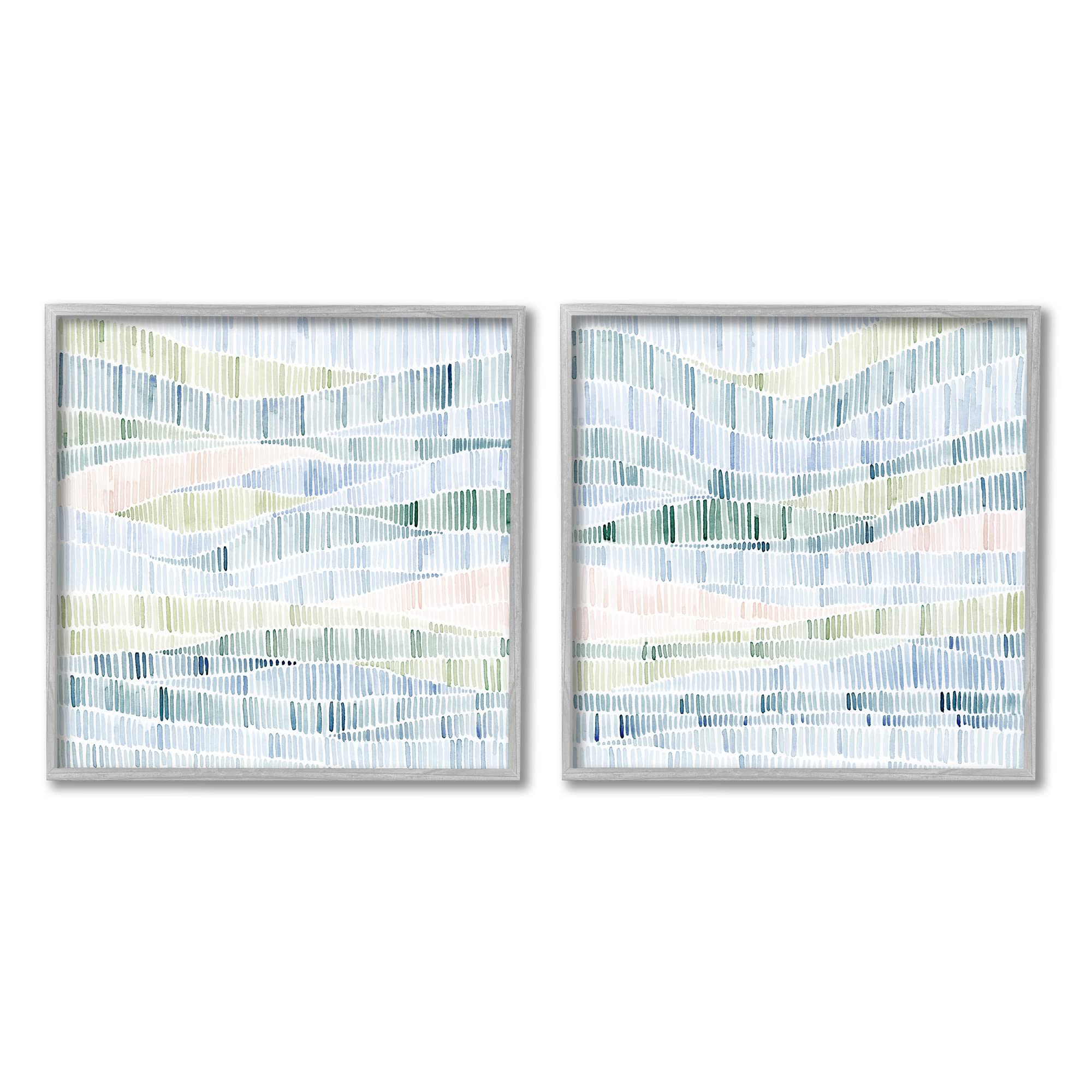 Stupell Industries Modern Abstract Nautical Landscape Wall Art - Wavy Striped Pattern in Blue & Grey with Wood Frame - Perfect for Coastal, Beach House or Contemporary Home Decor