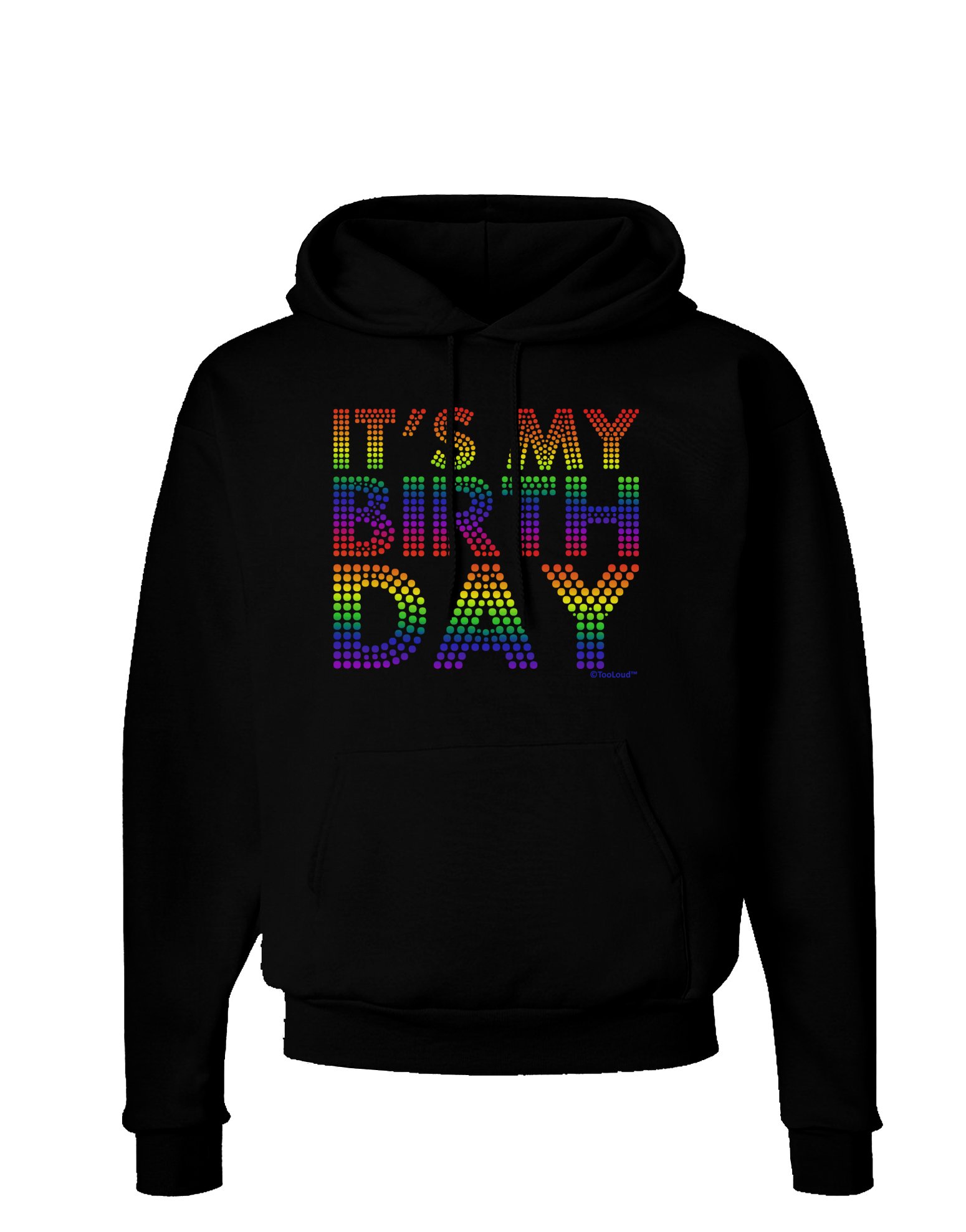 It's My Birthday Candy Colored Dots Hoodie - Dark Pullover Sweatshirt with Pockets | Casual Wear for Birthday Parties & Everyday Outfits