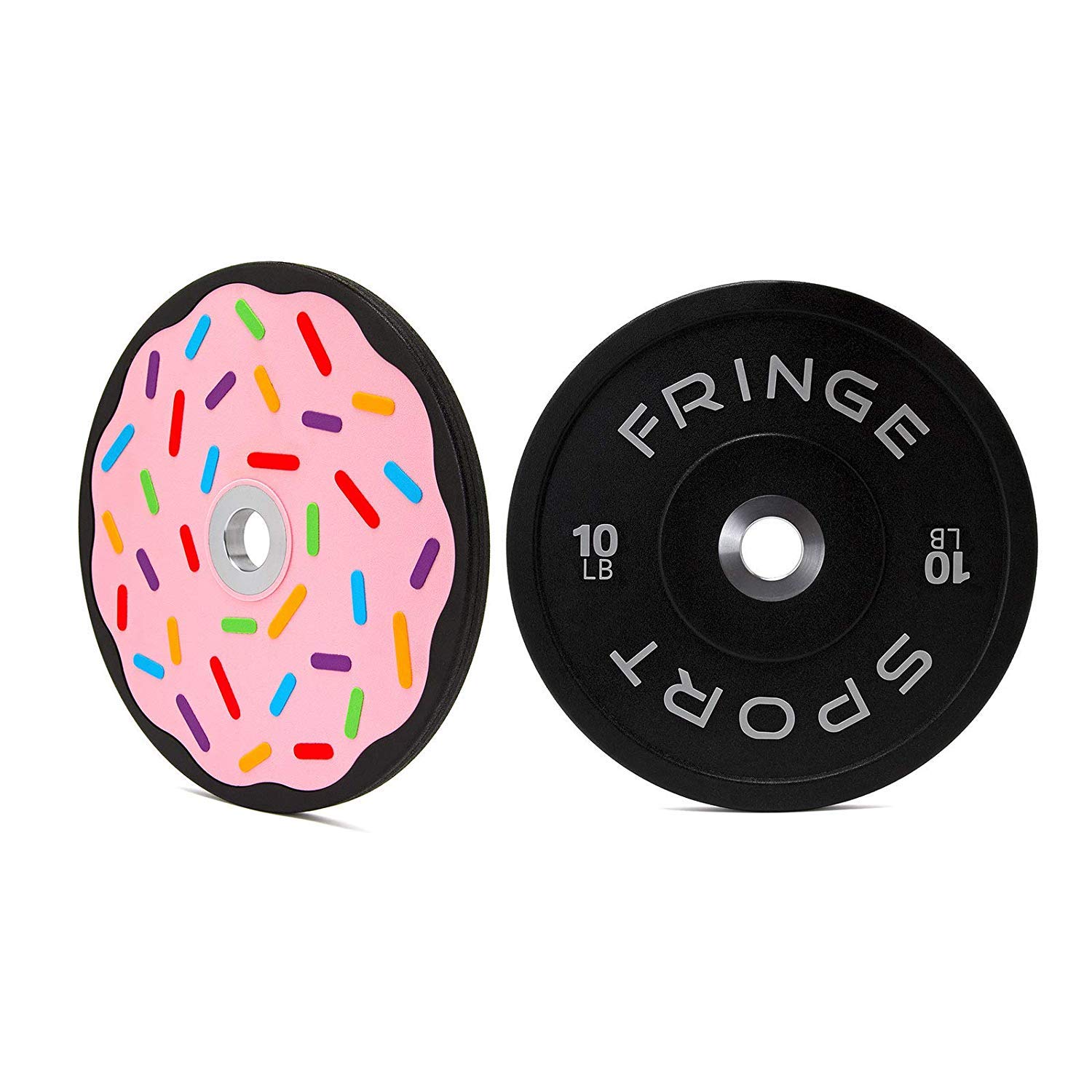 Fringe Sport Donut Weight Plates - Pair of Bumper Plates with Hard Chrome Plating & Stainless Steel Insert | Durable Polyurethane Low-Bounce Barbell Weights for CrossFit, Powerlifting & Home Gym Workouts