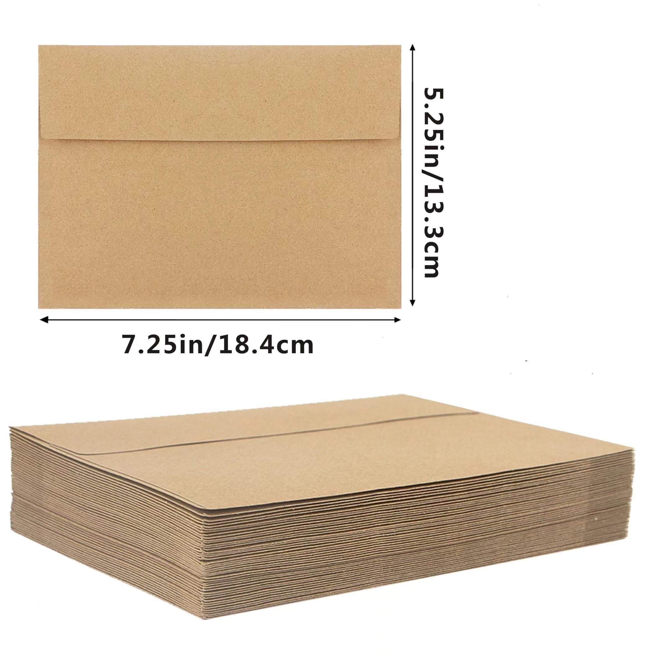 100 Pack A7 Kraft Envelopes (5x7 Inches) - Eco-Friendly Brown Paper Envelopes for Wedding Invitations, Baby Shower, Birthday Party & Personalized Gift Cards | Perfect for DIY Crafts, Business Mailings & Special Occasions