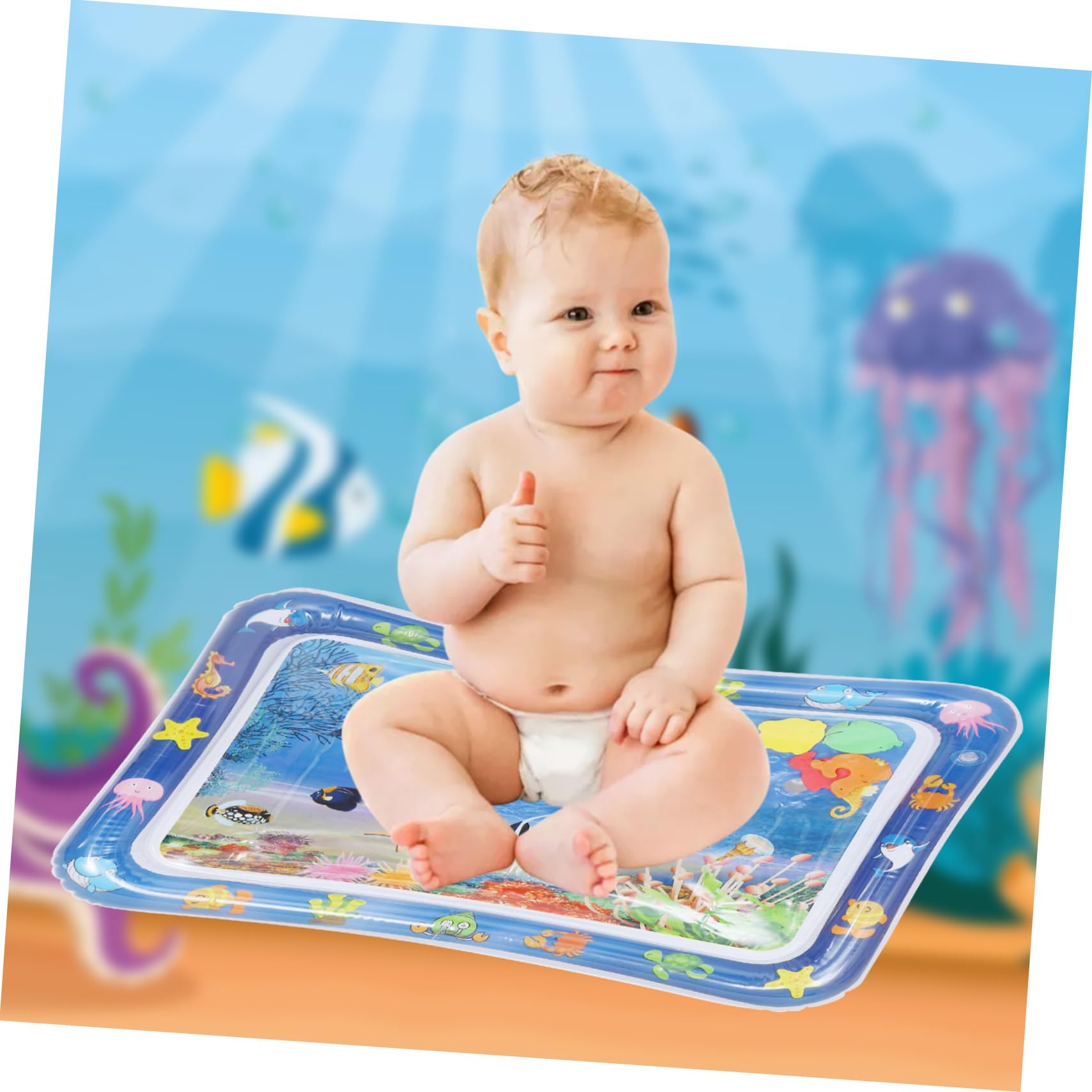 **Toyvian 3-Piece Water Cushion Play Mat for Babies - Non-Toxic Blue Plastic Sensory Play Mat for Toddlers - Perfect for Indoor & Outdoor Water Play, Tummy Time, and Sensory Development**