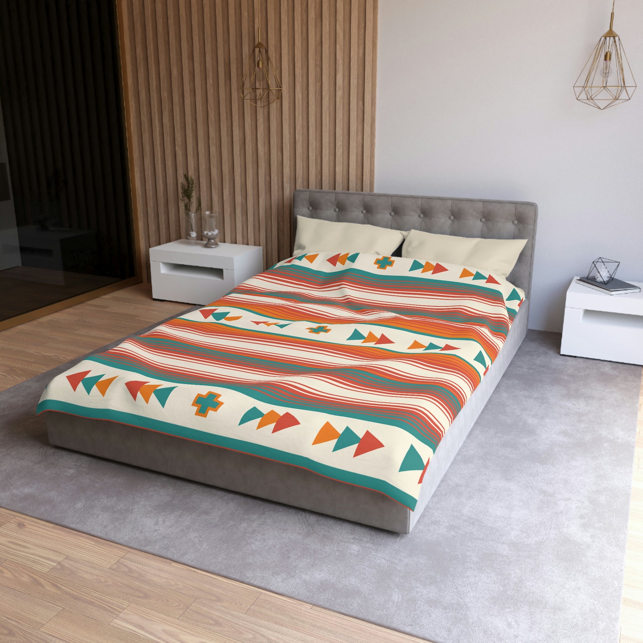 Luxury Modern Duvet Cover Set for Queen Bed - Soft Bedding Comforter Cover with Pillowcases - Home Decor for Bedroom & Guest Room - Perfect for Hotels, Airbnb & Cozy Home Styling
