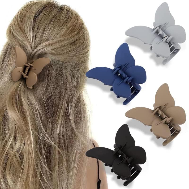 Butterfly Hair Clips for Women - 4 Pcs Hair Claw Clips for Girls, Perfect for School & Parties
