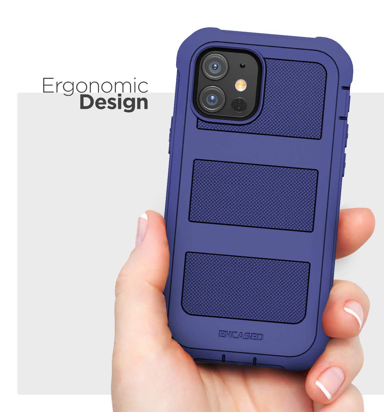 Encased Falcon Armor iPhone 12 Case with Built-in Screen Protector | Shockproof Full Body Protective Cover | Purple | Perfect for Outdoor Activities, Travel & Daily Use