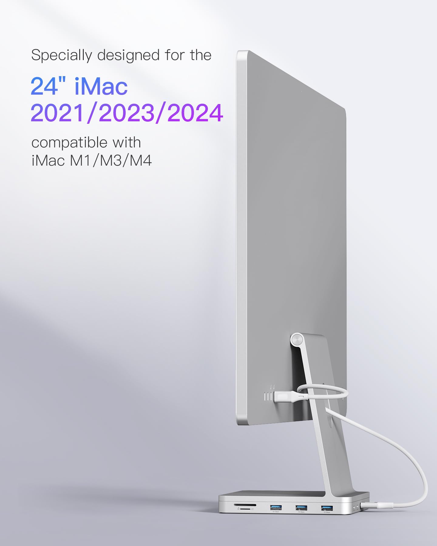 Inateck 8-in-1 Aluminum USB C Hub for iMac 24 Inch 2021/2023 - USB 3.2 Gen 2 Docking Station with NVMe SSD Enclosure, 10Gbps USB-C Port & SD/TF Card Reader - Perfect for Home Office, Video Editing & External Storage Expansion (Model DK2001)