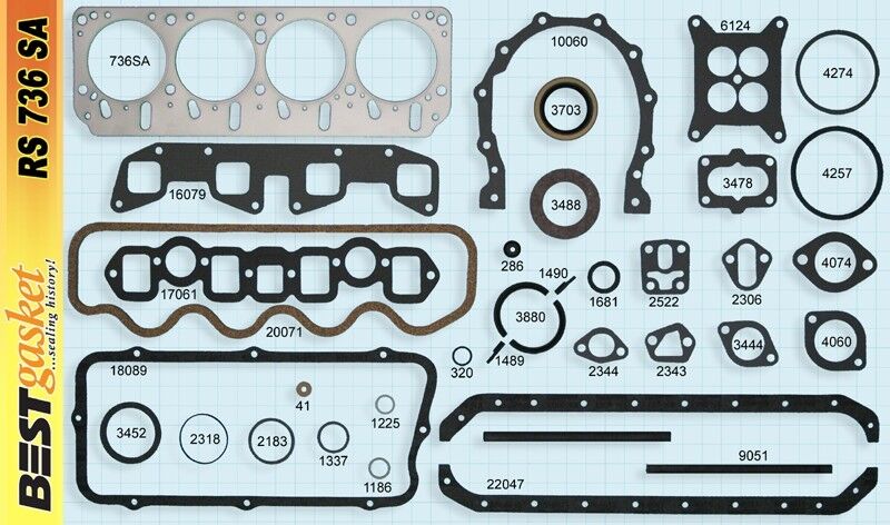 Best Engine Gasket Set with Head, Intake & Seal for Chrysler 301 331 354 POLY (1955-1958) - Perfect for Engine Rebuilds & Performance Upgrades