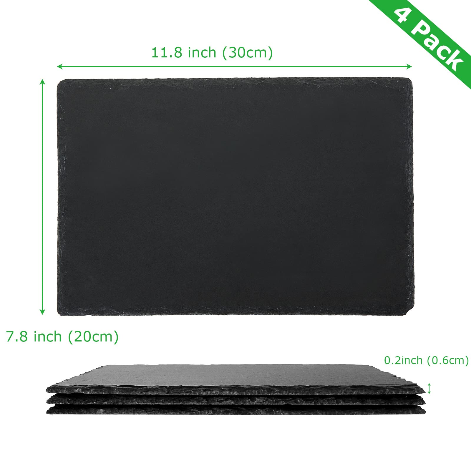 ZOEYES 4-Piece Black Slate Cheese Board Set - 8