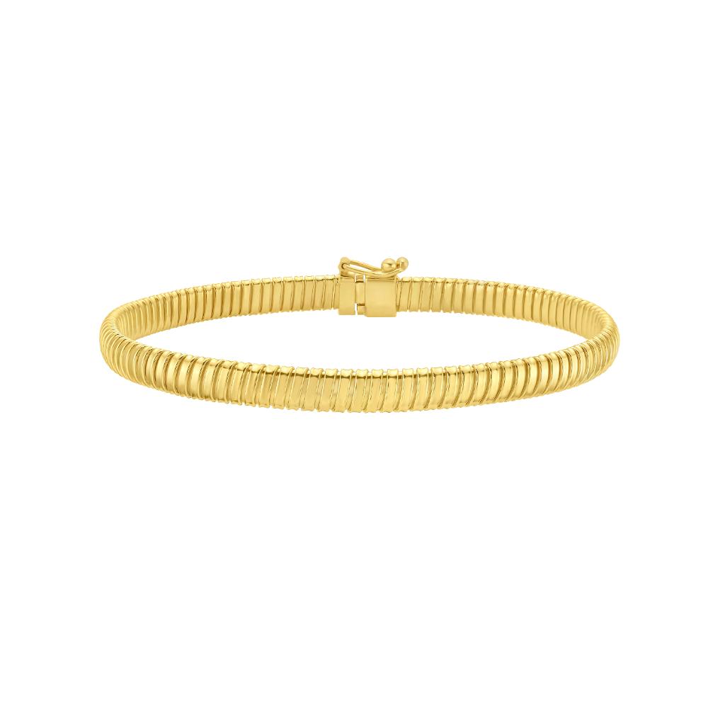 14K Gold 5mm Tubogas Bracelet for Women - Elegant Italian Design, Adjustable & Comfortable - Perfect for Parties, Weddings & Everyday Wear