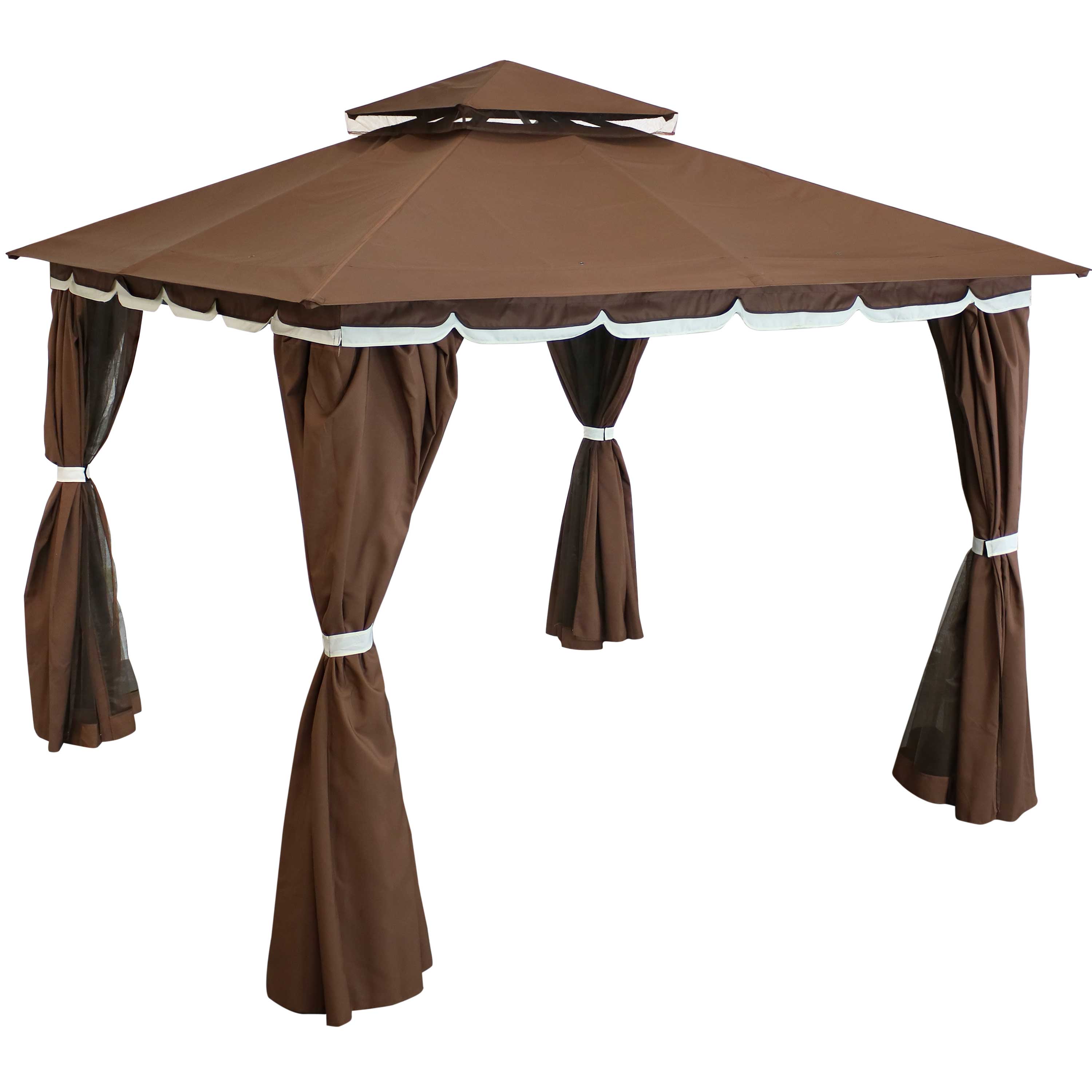 10' x 10' Sunnydaze Outdoor Gazebo with Mesh Screens & Privacy Walls - Perfect for Backyard, Patio, and Garden Relaxation