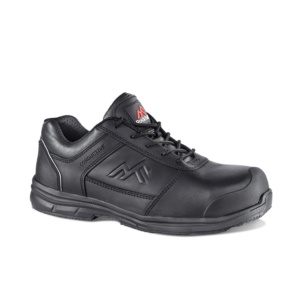 Rock Fall RF002 Zinc Conductive Safety Shoes - Men's Size 5 Black Anti-Static Work Boots for Electrical Hazard Protection | Ideal for Construction, Warehouse & Industrial Work Environments