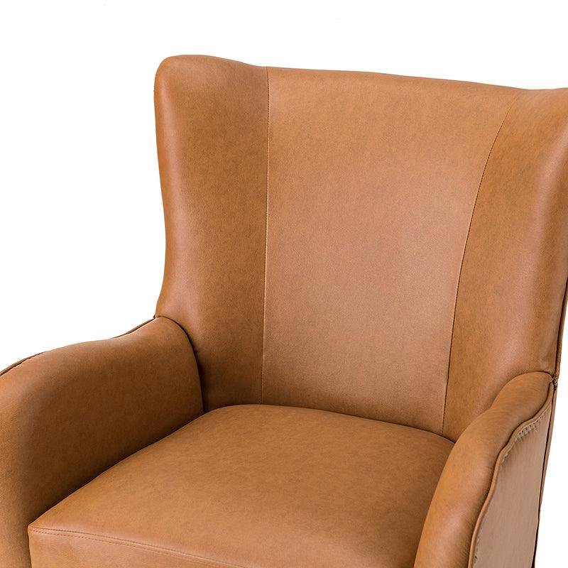 Stylish Shepherd Wingback Vegan Leather Armchair - Modern PU Leather Accent Chair for Living Room, Bedroom & Office - Comfortable Mid-Century Design with Optional Types