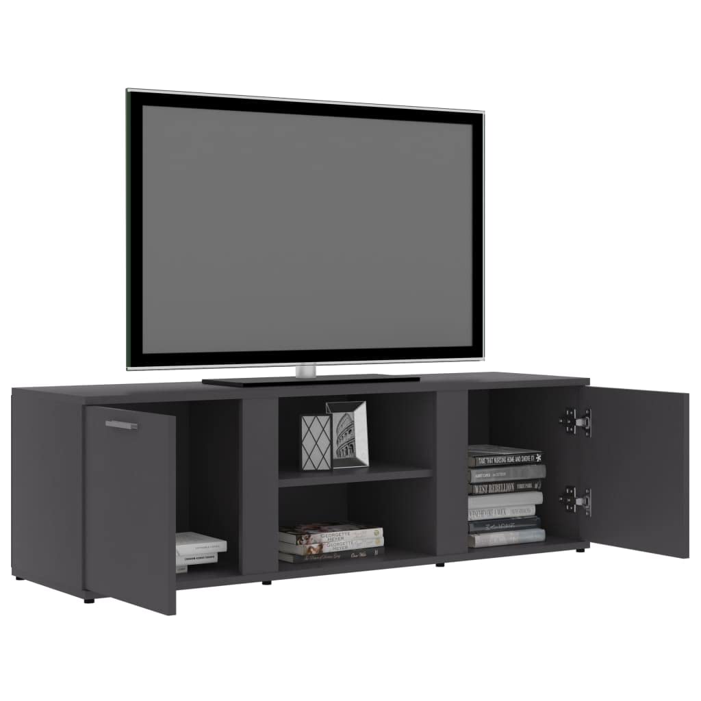 Scandinavian Style Gray Engineered Wood TV Stand with 2 Doors & Storage Compartments - Easy to Assemble TV Cabinet 47.2