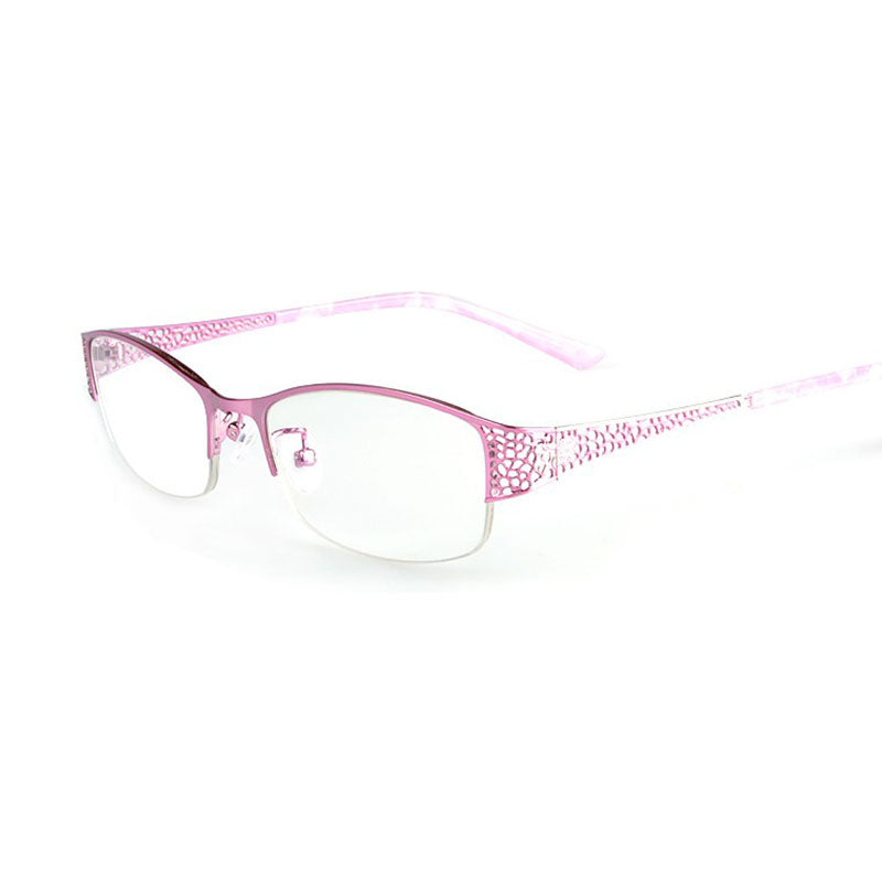 Bclear Women's Reading Glasses - Semi-Rimless Anti-Blue Light Square Frames (F99001) for Computer Work, Reading & Office Use