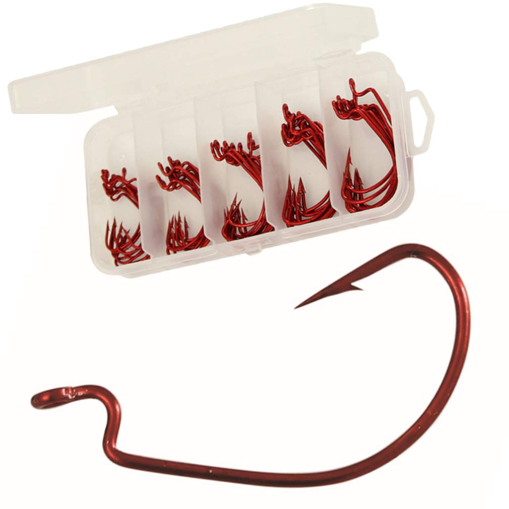 150 Pcs Carbon Steel Offset Fishing Hooks - Sharp & Durable for Freshwater & Saltwater Fishing - Ideal for Bass, Trout, and Catfish Angling