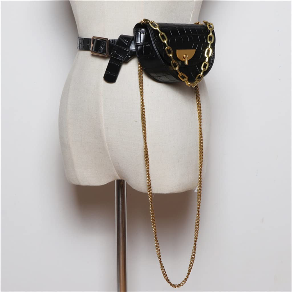 Korean Style Half Round Saddle Bag - Detachable Belt Waist Bag with Chain for Crossbody | Fashionable & Versatile for Daily Use, Travel & Outfits (Color: A, Size: 104cm)