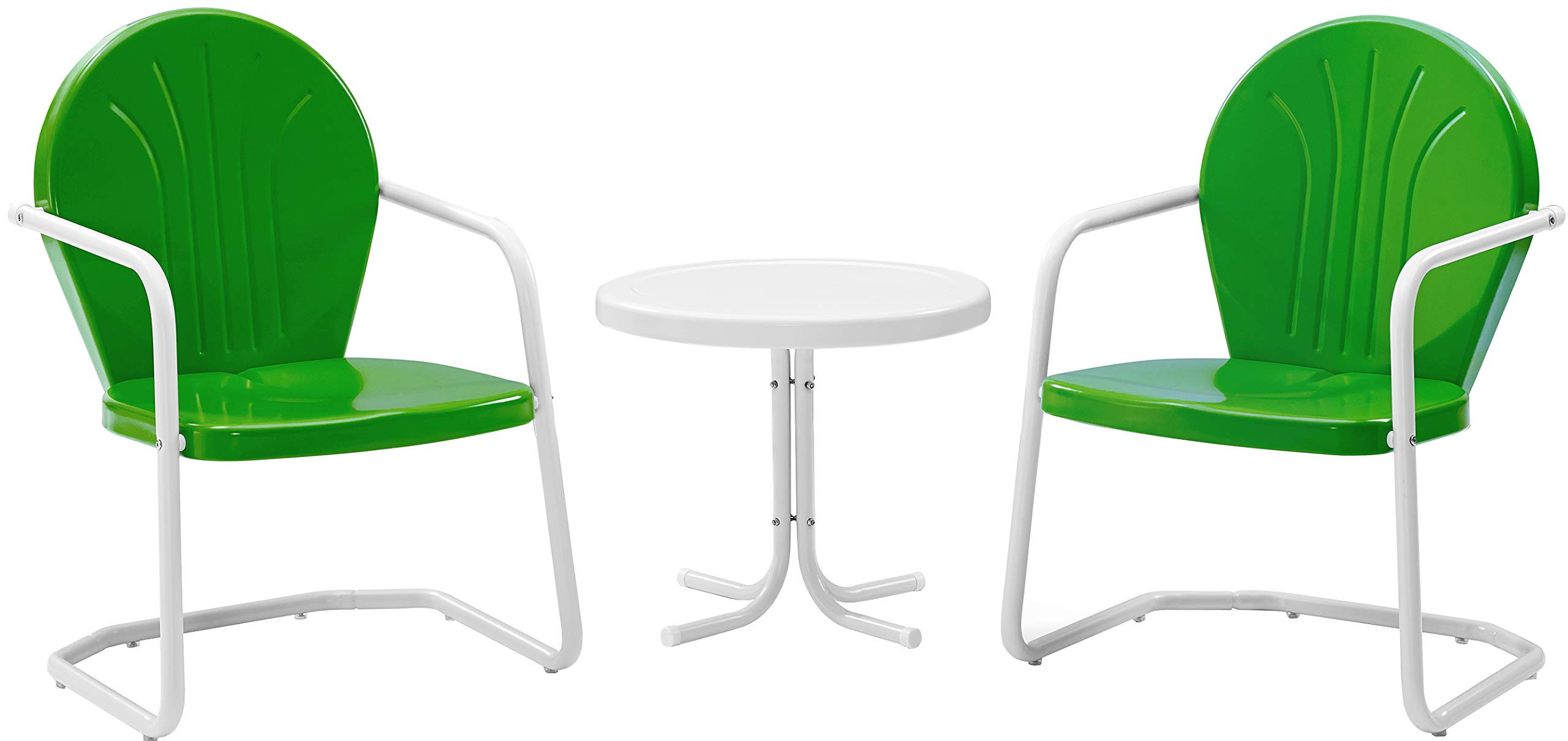 Retro Metal Outdoor Seating Set with Table & 2 Chairs - Grasshopper Green | Crosley Furniture KO10004GR Griffith 3-Piece Patio Set | Perfect for Garden, Backyard & Poolside Relaxation