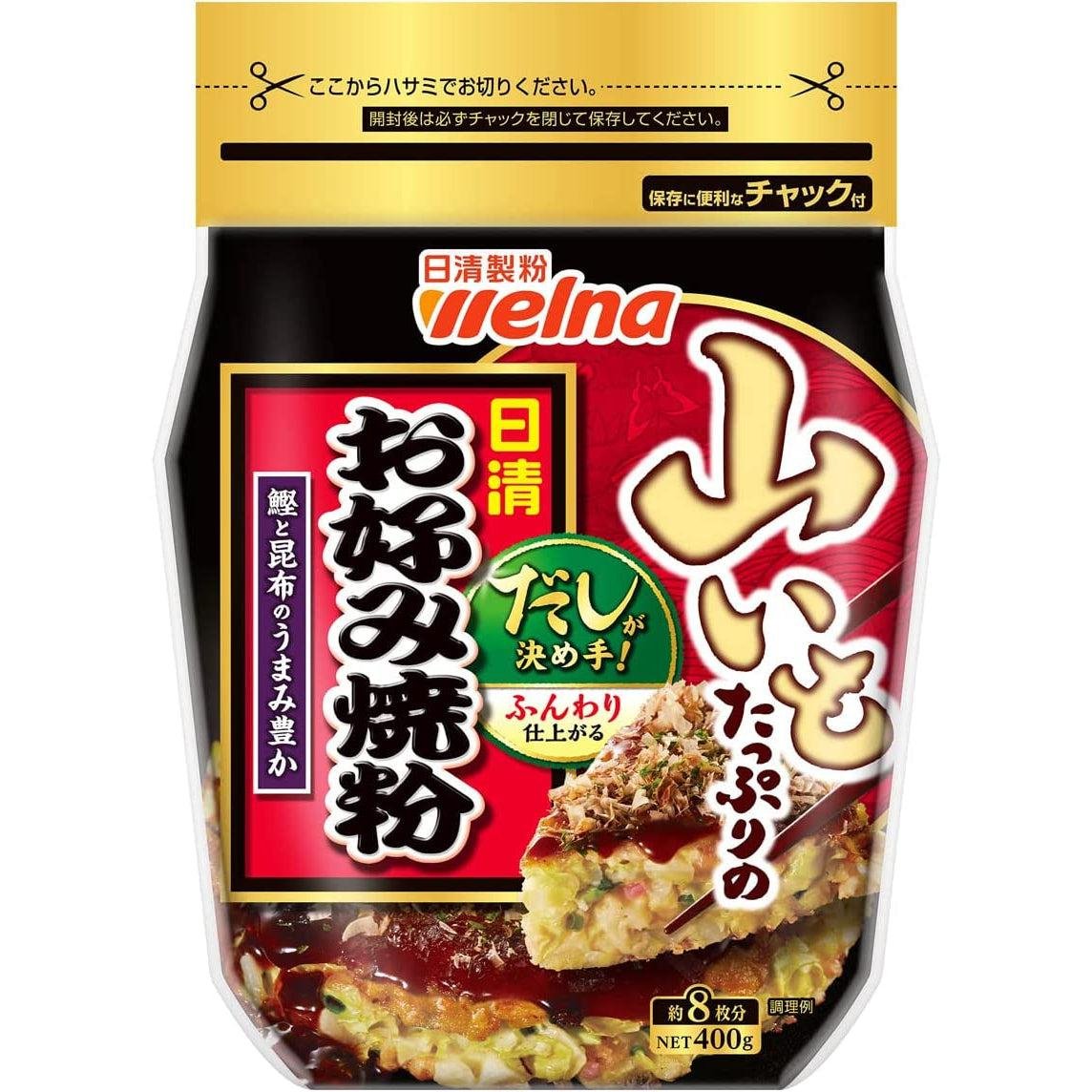 Nisshin Okonomiyaki Flour Mix with Grated Yam 400g - Japanese Pancake Mix for Authentic Okonomiyaki & Takoyaki - Perfect for Home Cooking, Japanese Restaurants & Asian Food Lovers