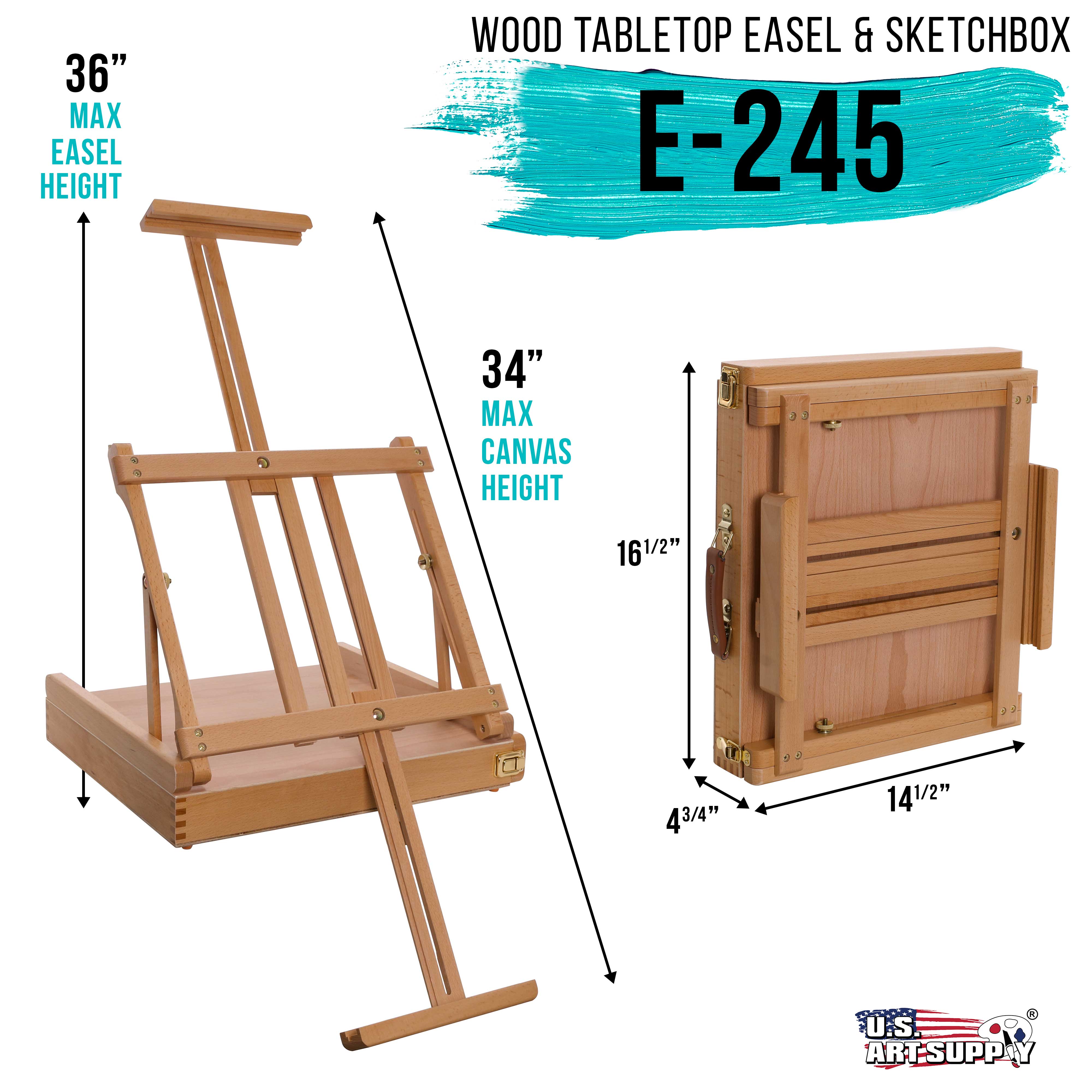 Premium Adjustable Beechwood Desktop Easel with Storage - Portable Sketchbox & Tabletop Easel for Painting, Drawing & Art Supplies | Perfect for Artists, Students & Hobbyists at Home or Studio