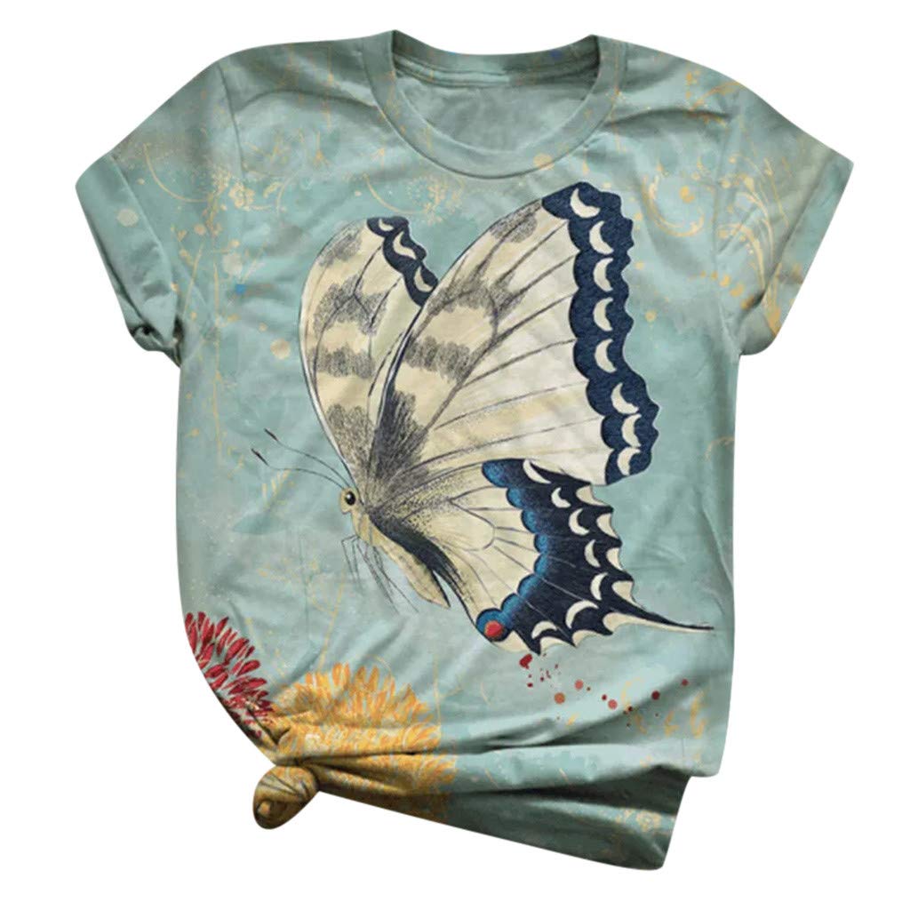 Vintage Summer Short Sleeve T-Shirts for Women - Oversized Loose Fit Crewneck Butterfly Graphic Tees with Tie Dye | Casual Wear, Beach Outfits, Street Style Fashion