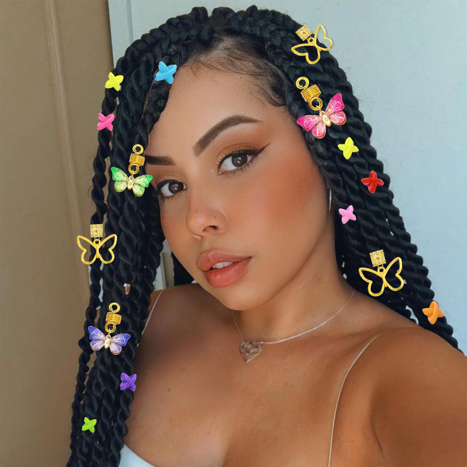 20Pcs Gold Butterfly Hair Jewelry for Braids & Dreadlocks - Handmade African Hair Accessories for Women, Perfect for Weddings & Parties