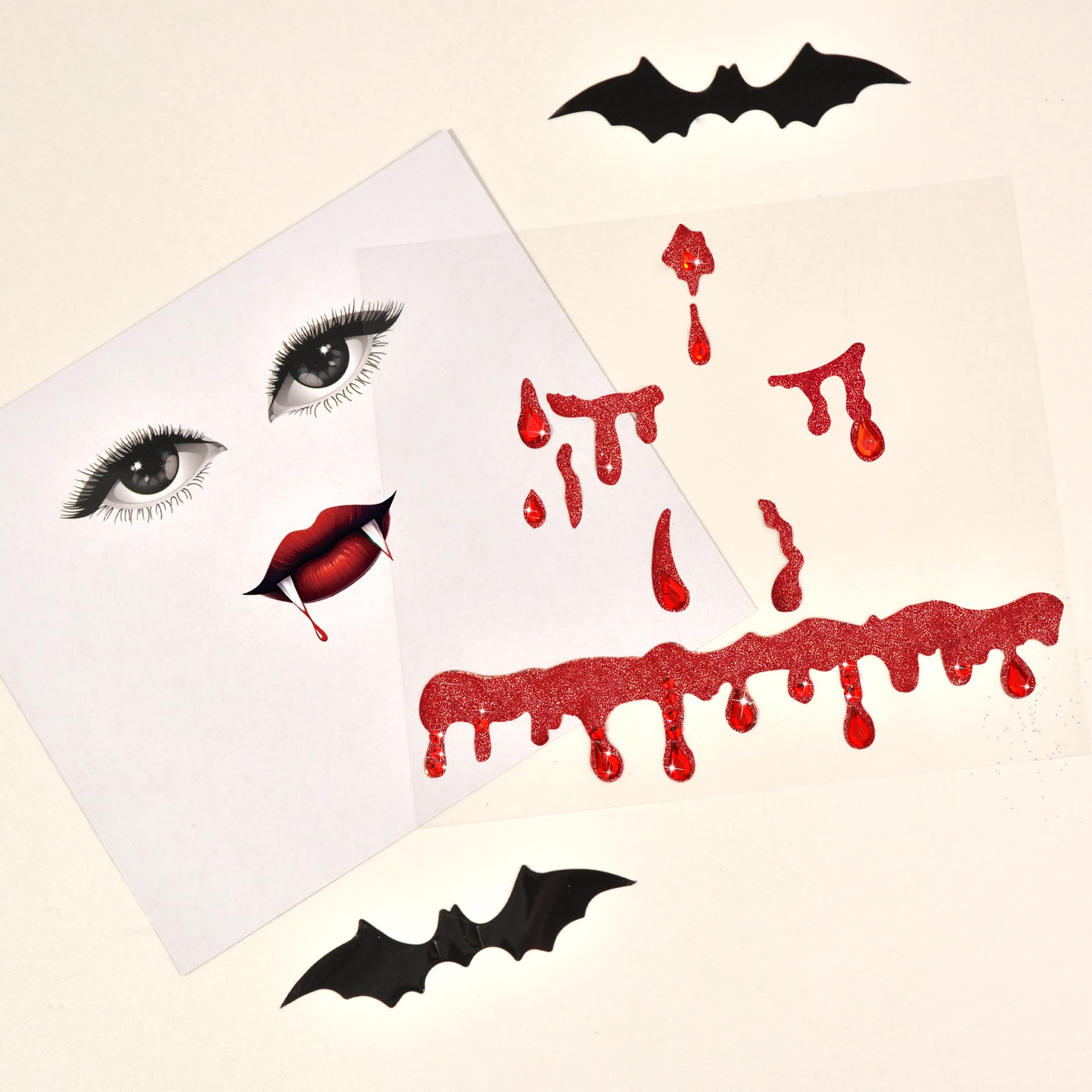 Vampire Face Jewels - Self-Adhesive Rhinestone Face Gems for Women | Halloween Vampire Costume Accessories | Perfect for Cosplay, Parties, and Themed Events